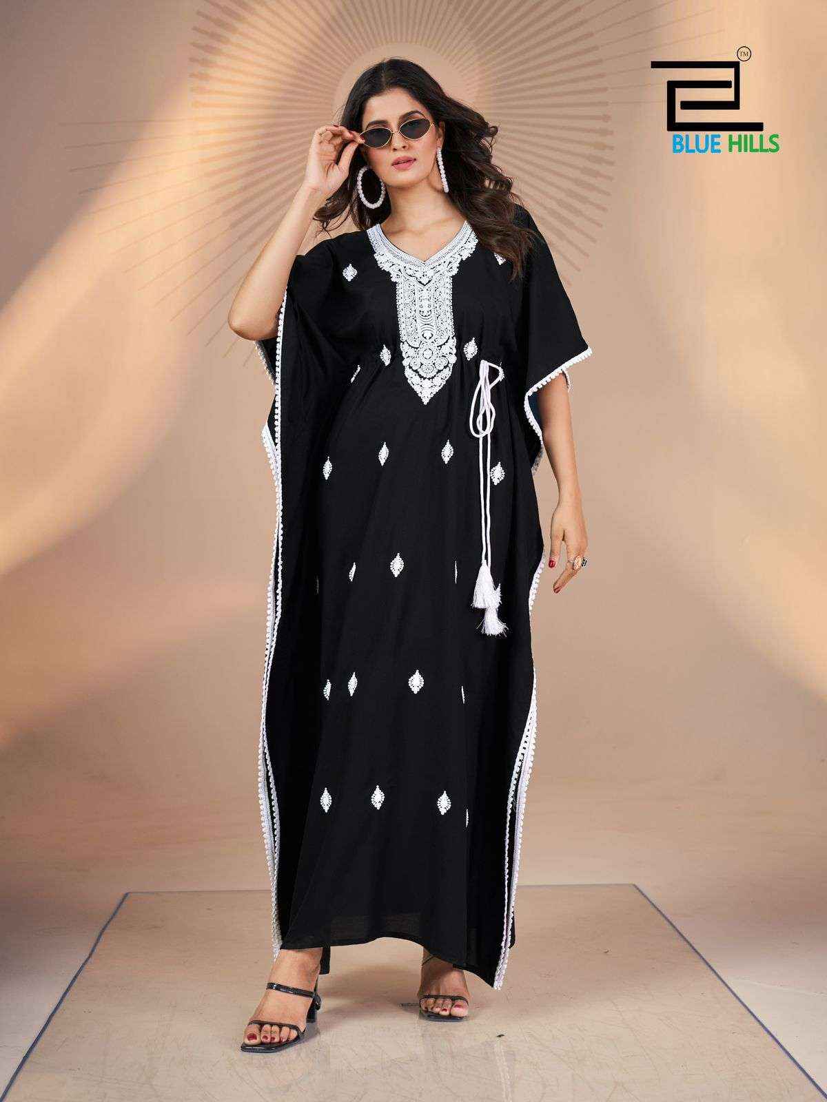 BLUE HILLS HONEY RAYON FANCY WEAR LADIES KAFTAN ( 5 pcs catalog )