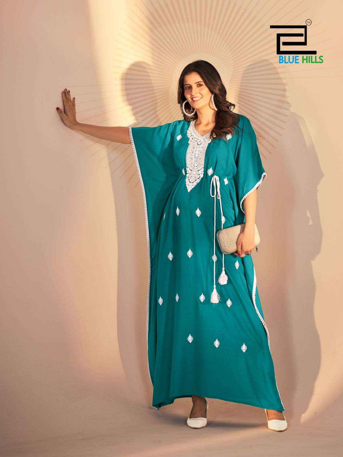 BLUE HILLS HONEY RAYON FANCY WEAR LADIES KAFTAN ( 5 pcs catalog )