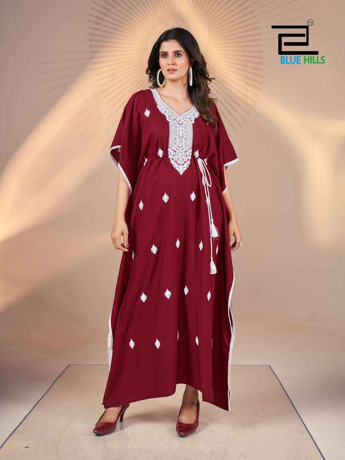 BLUE HILLS HONEY RAYON FANCY WEAR LADIES KAFTAN ( 5 pcs catalog )