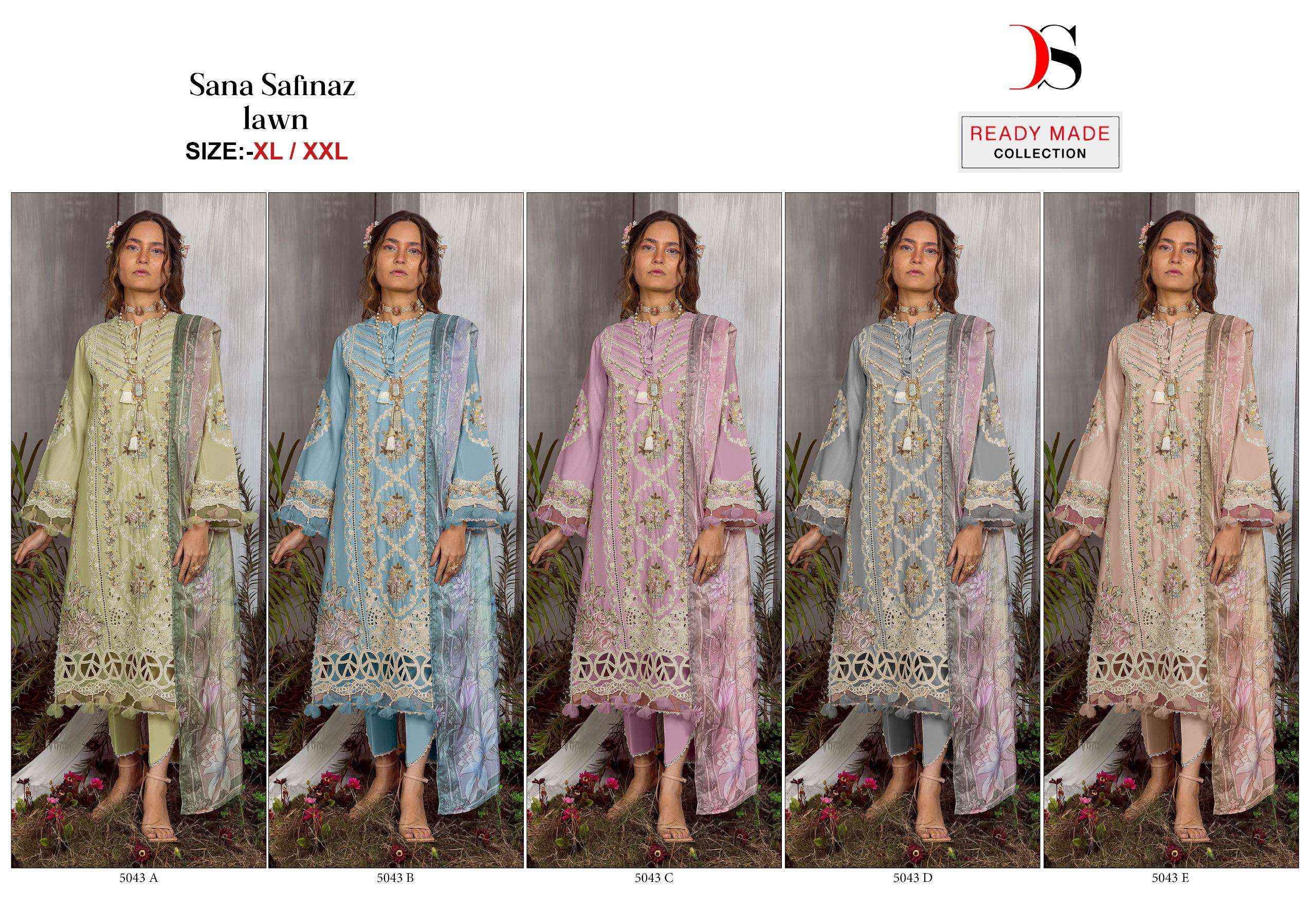 DEEPSY SUITS D NO 5043 COTTON EMBROIDERY PAKISTANI READYMADE SUIT ( 5 pcs catalog ) 