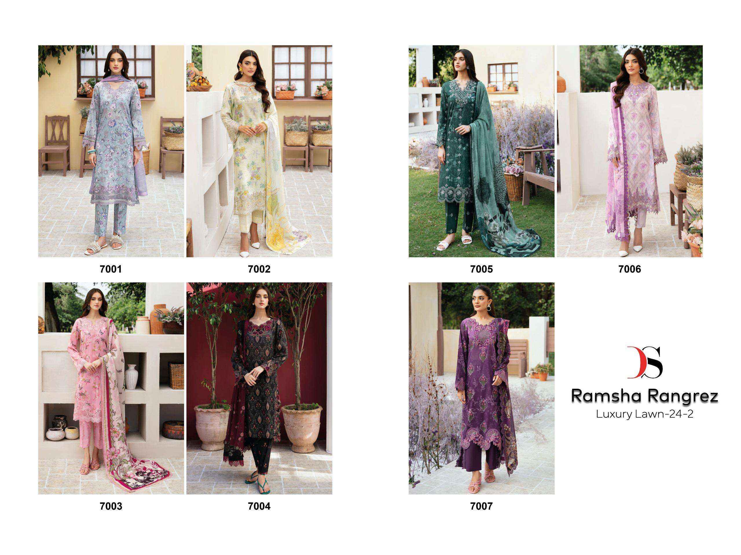 DEEPSY SUITS RAMSHA RUNGREZ LUXURY LAWN 24 VOL 2 COTTON SALWAR KAMEEZ ( 7 PCS CATALOG )