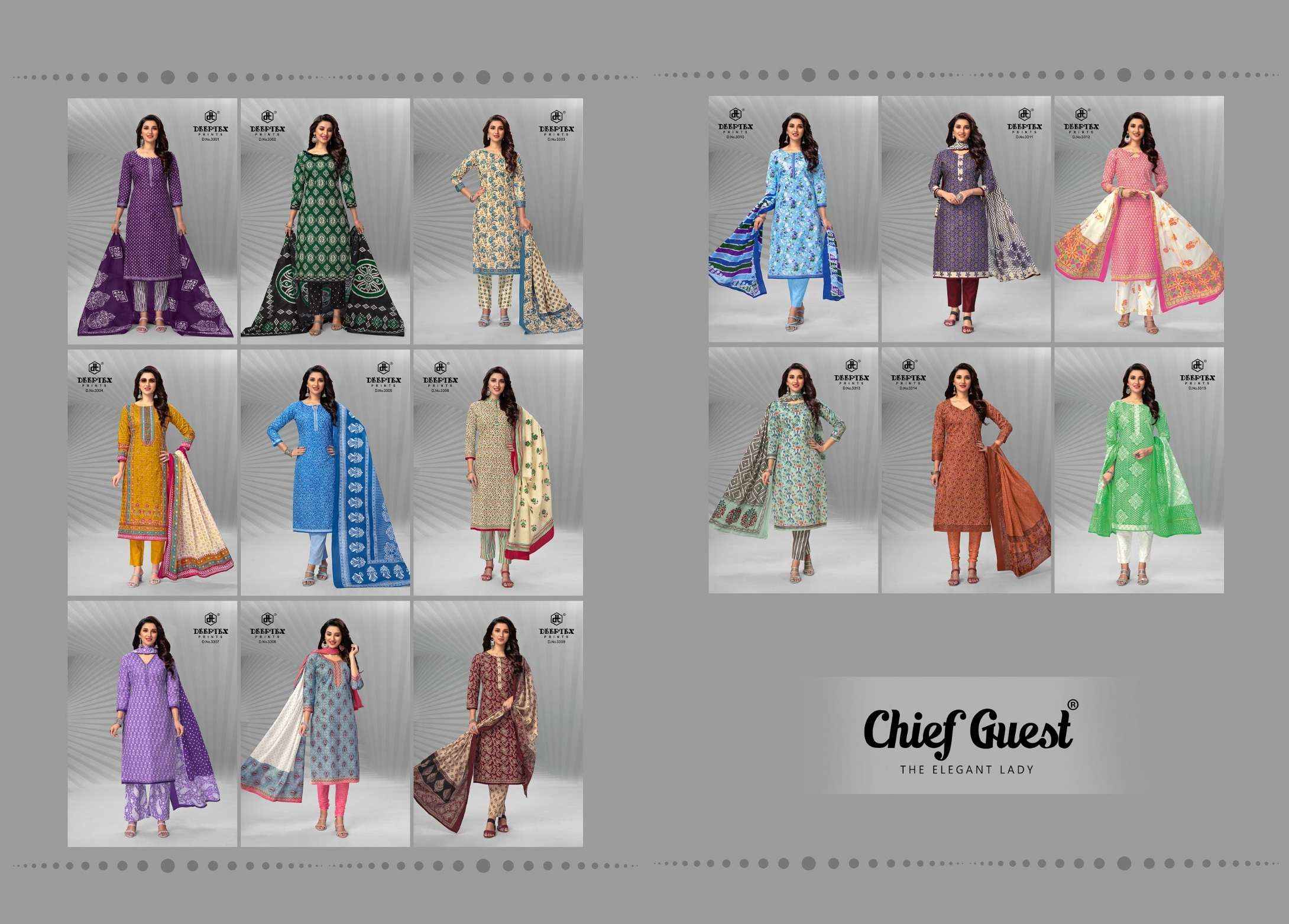 DEEPTEX PRINTS CHIEF GUEST VOL 33 PURE COTTON SALWAR KAMEEZ ( 15 PCS CATALOG )