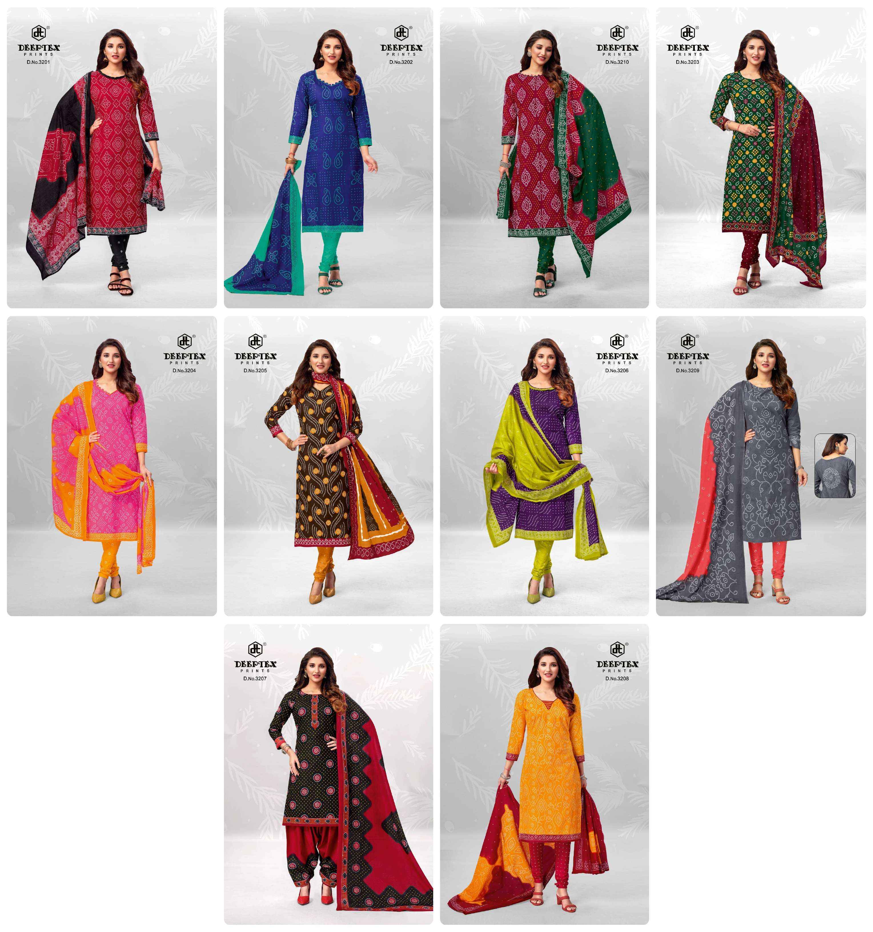 DEEPTEX PRINTS CLASSIC CHUNARIS VOL 32 COTTON DRESS MATERIAL ( 10 PCS CATALOG )