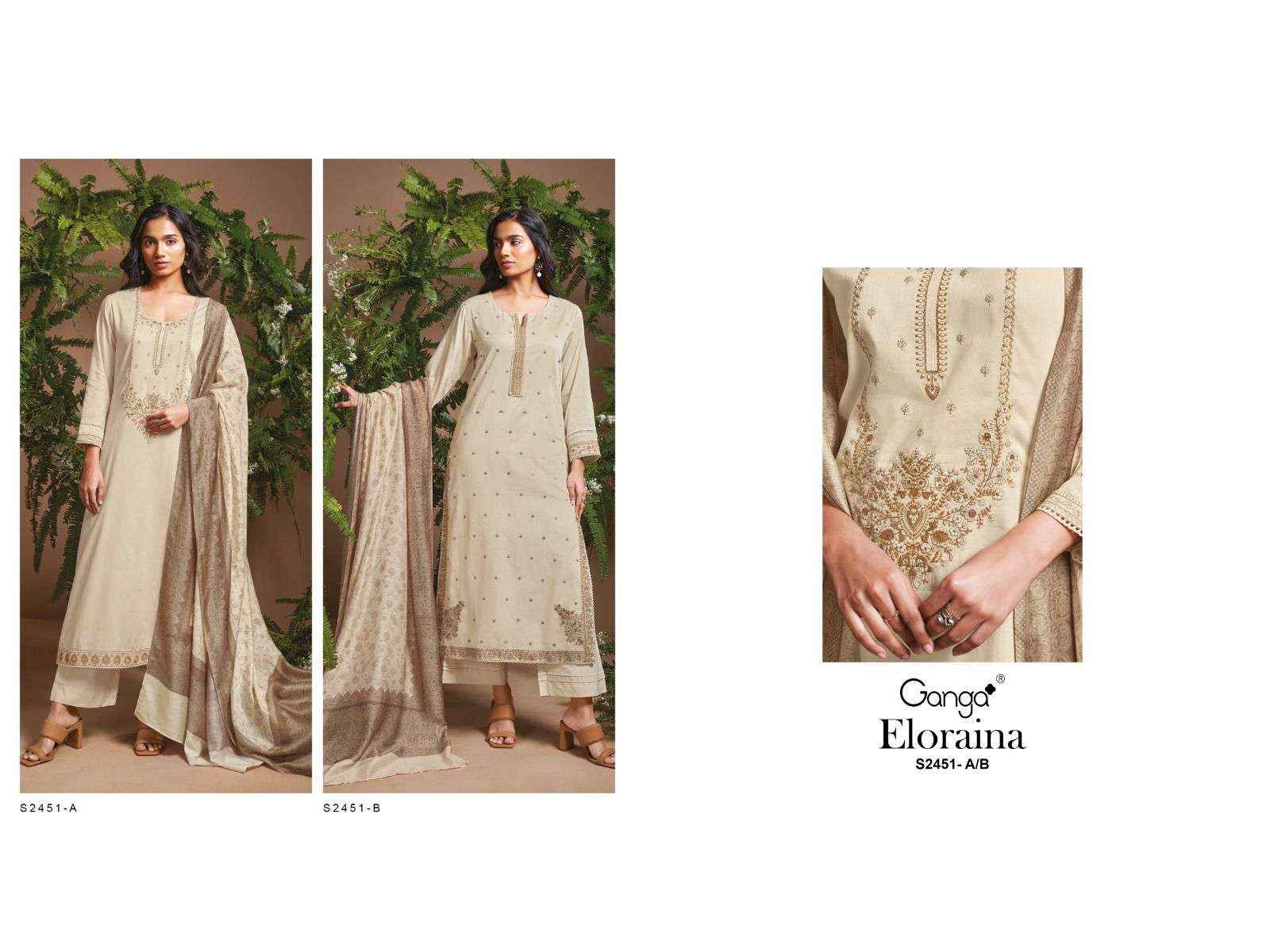 Ganga Eloraina 2451 Premium Collection Cotton Suit Catalog Exporters