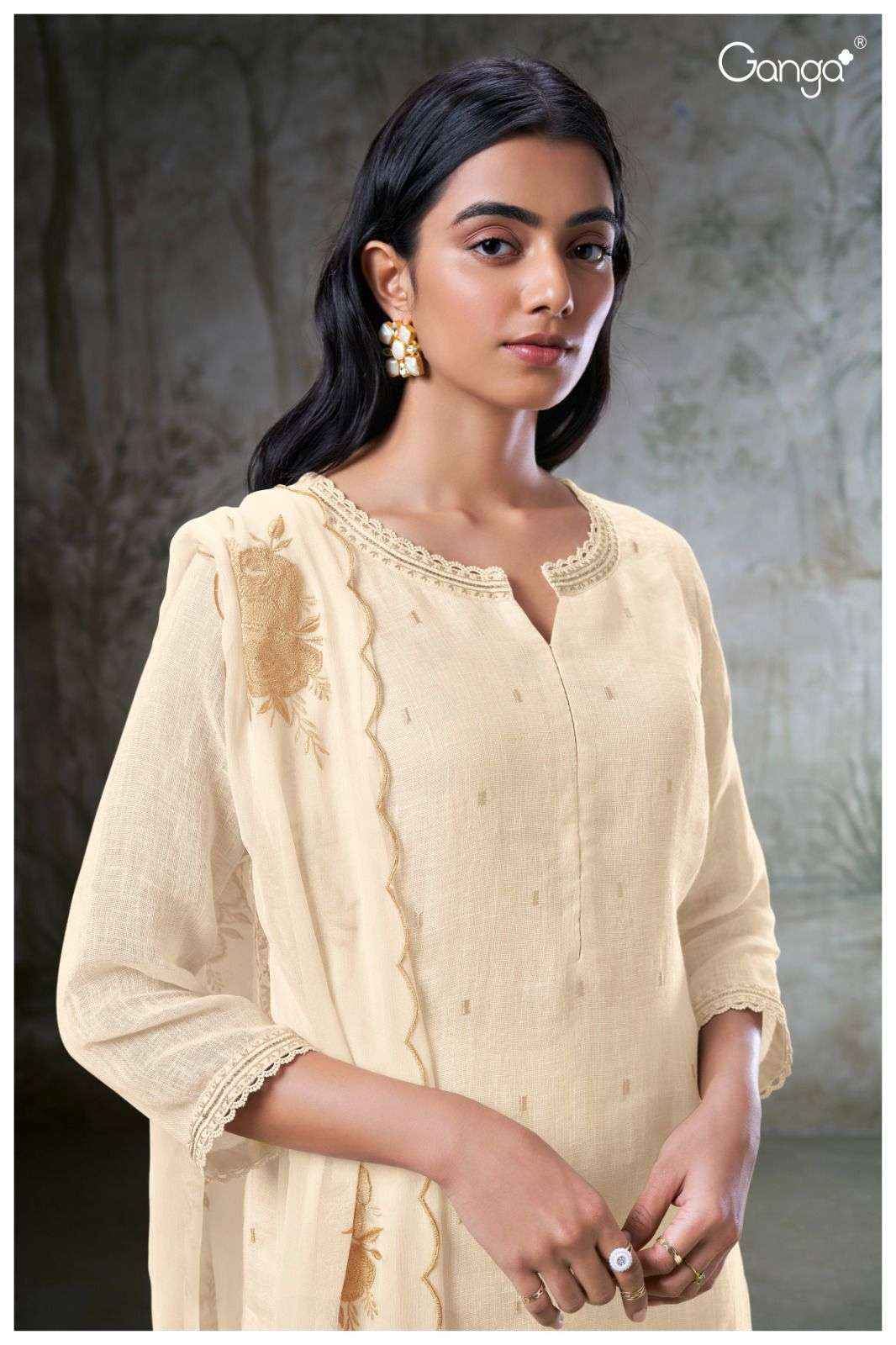 Ganga Fashion Ayla 2443 Pure Linen Suit Latest Catalog Suppliers ( 3 PCS CATALOG )