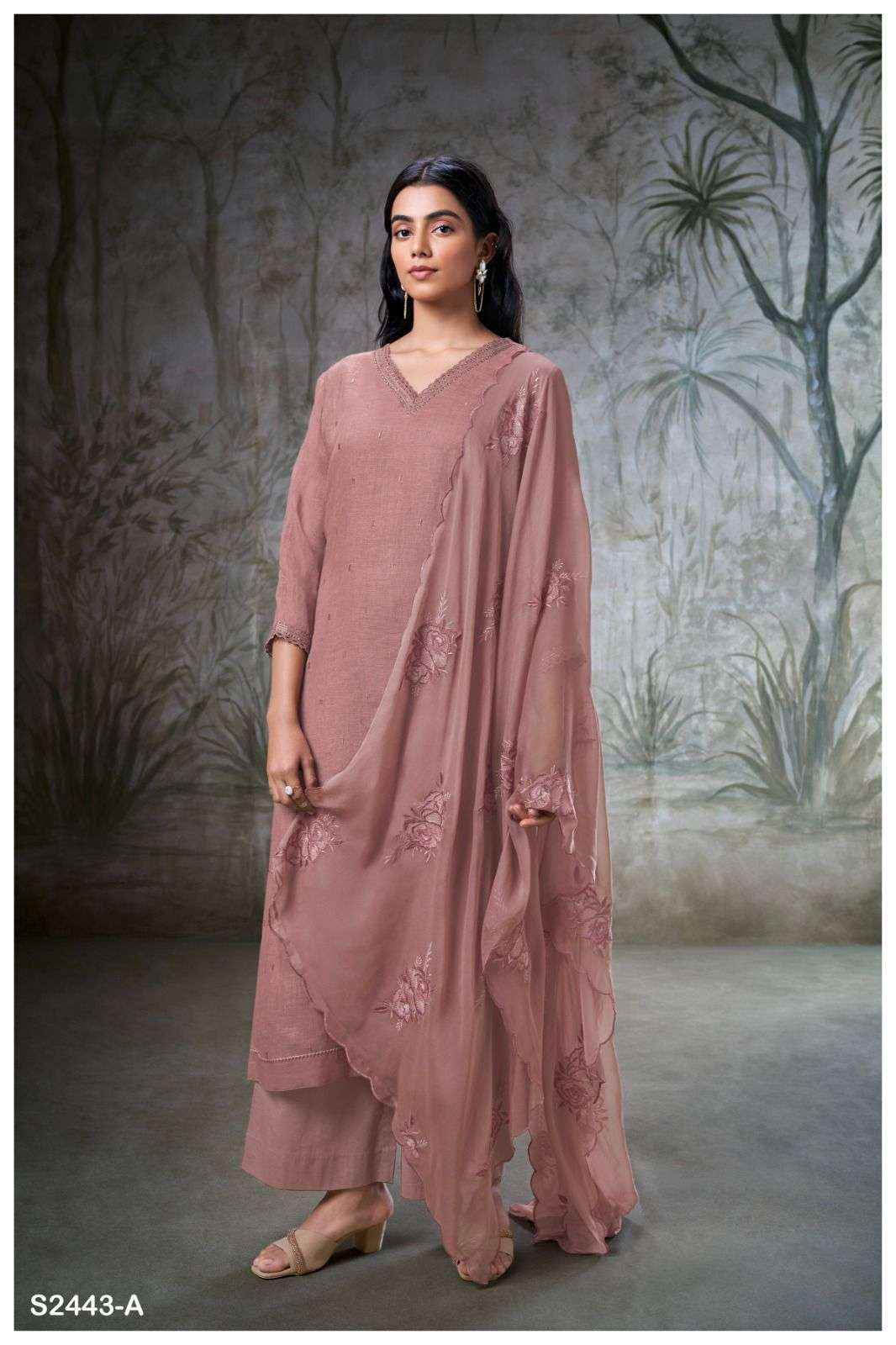 Ganga Fashion Ayla 2443 Pure Linen Suit Latest Catalog Suppliers ( 3 PCS CATALOG )