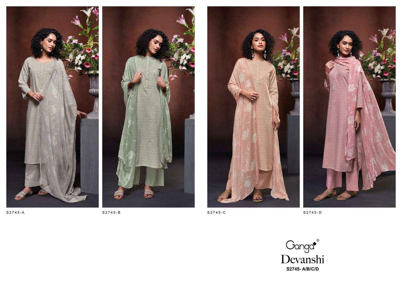 Ganga Fashion Devanshi 2745 Exclusive Woven Cotton Ganga Suit Exporters ( 4 PCS CATALOG )