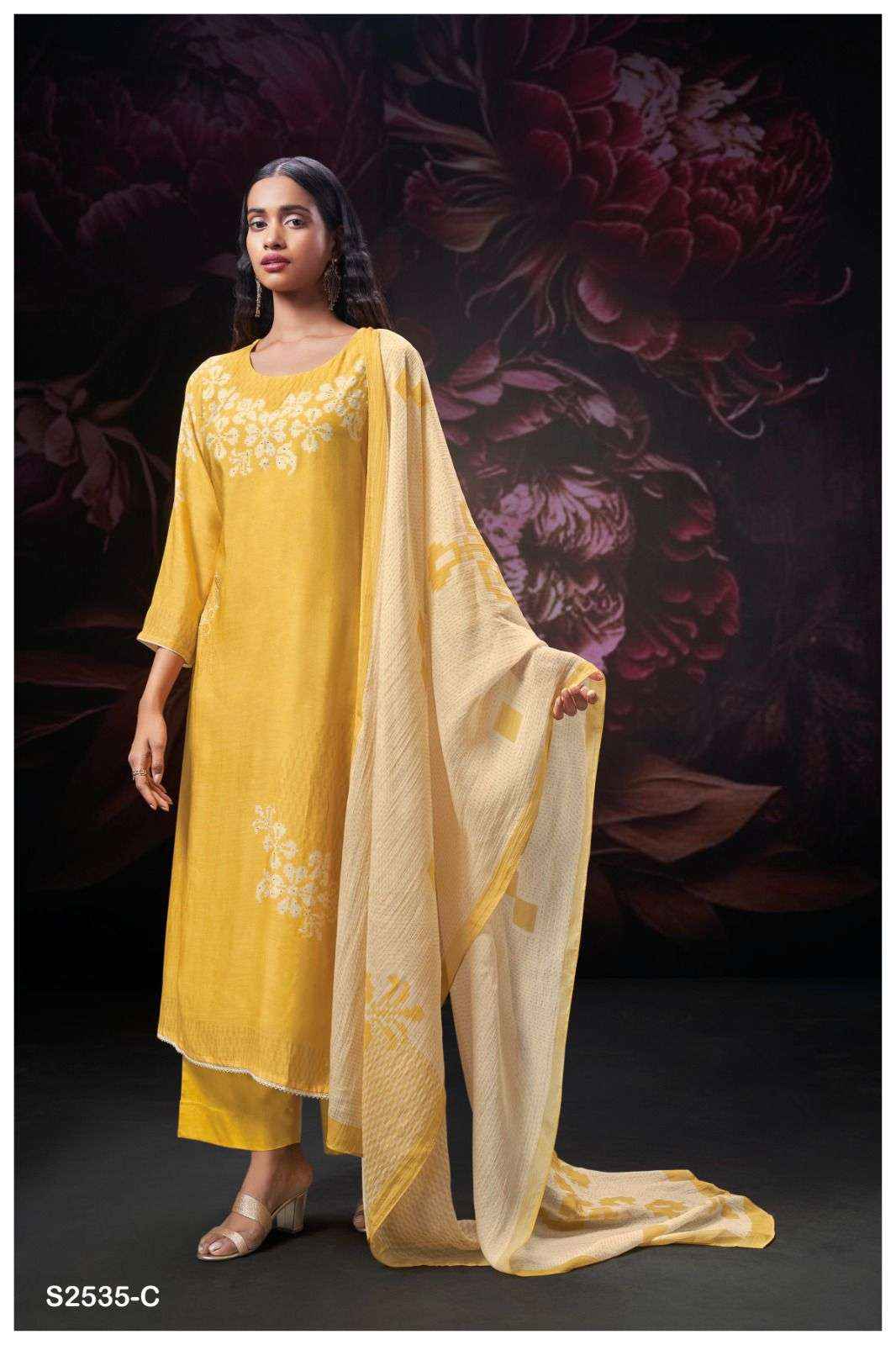 Ganga Fashion Huvishka 2535 Fancy Bemberg Silk Ladies Suit Supplier ( 4 PCS CATALOG )