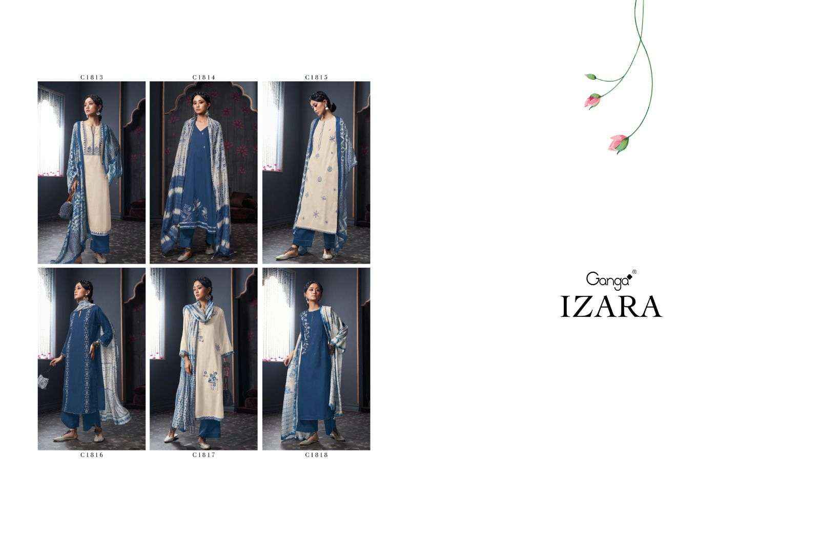 Ganga Fashion Izara Latest Designs Cotton Ladies Suit Catalog Supplier ( 6 pcs catalog )