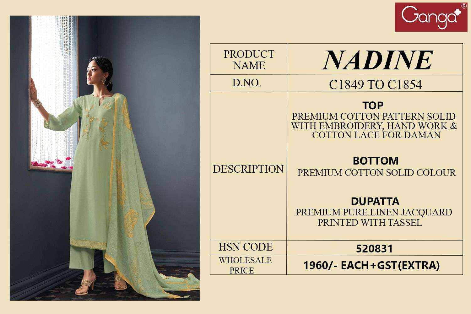 Ganga Fashion Nadine Latest Designs Cotton Ganga Suit Suppliers ( 6 pcs catalog )