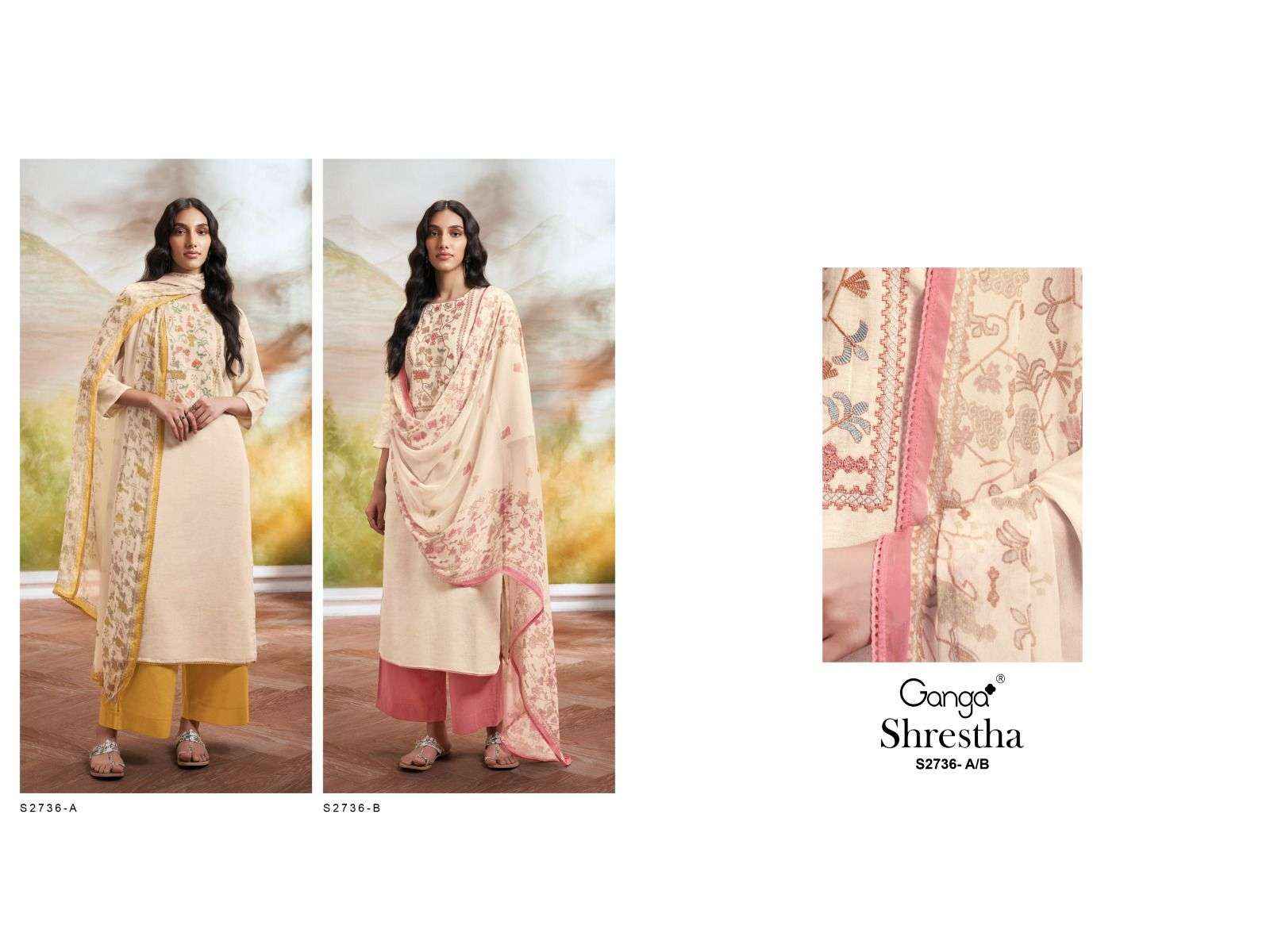 Ganga Fashion Shrestha 2736 Cotton Woven Exclusive Dress Catalog Exporter ( 2 PCS CATALOG )