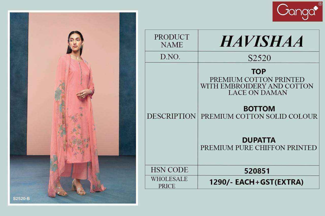 Ganga Havishaa 2520 Fancy Cotton Suit Catalog Wholesale Price ( 4 pcs catalog )