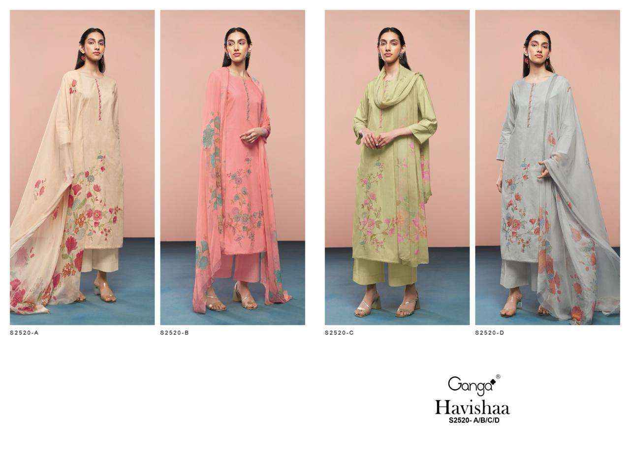 Ganga Havishaa 2520 Fancy Cotton Suit Catalog Wholesale Price ( 4 pcs catalog )