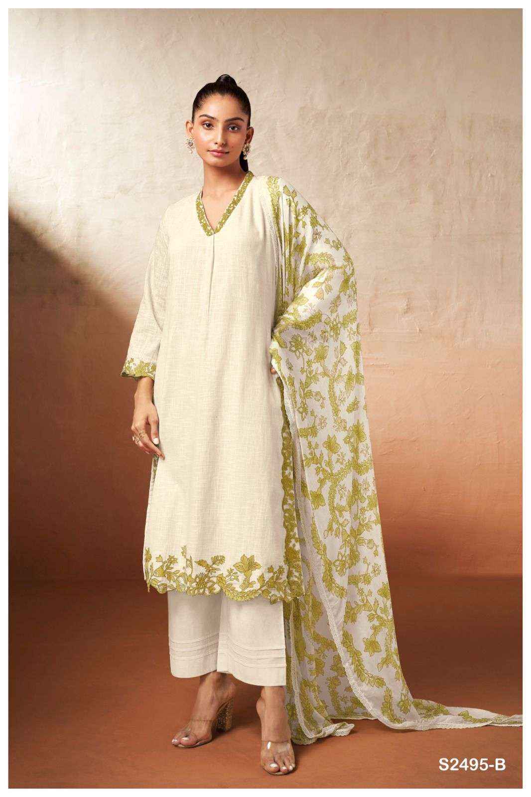 Ganga Jessi 2495 Premium Cotton Linen Suit Ganga Fashion Suits ( 2 pcs catalog )