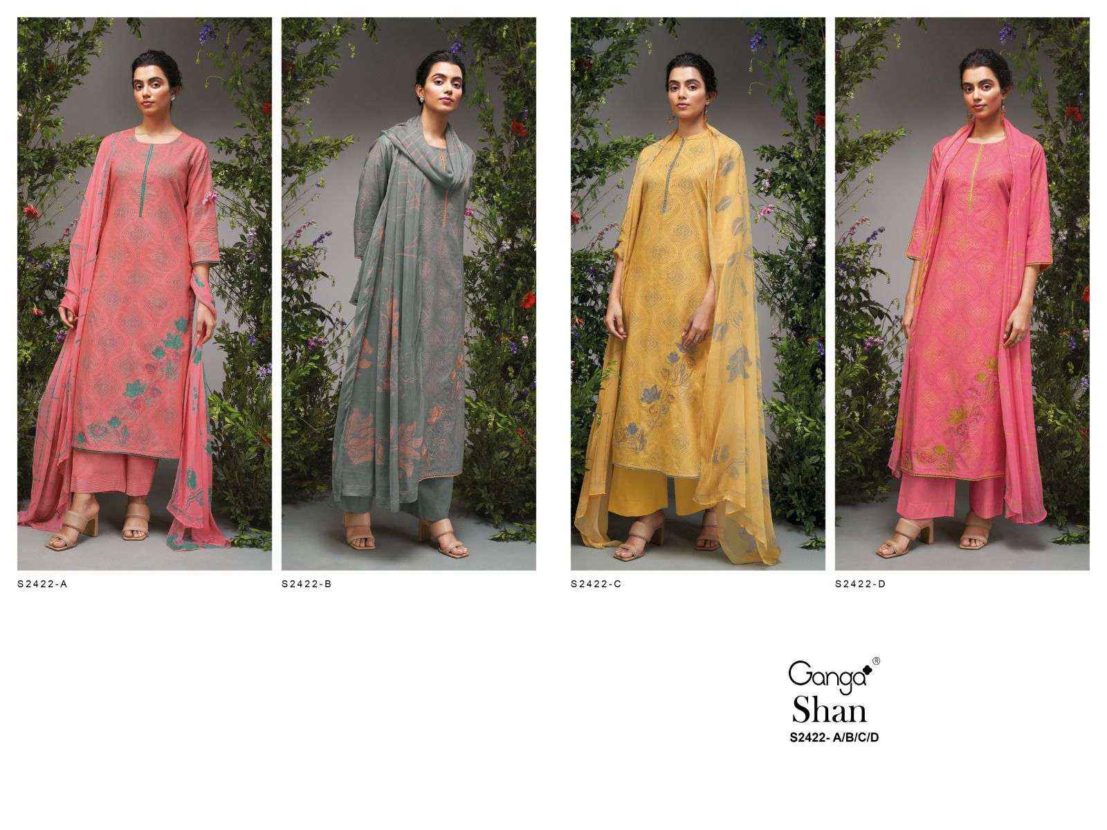 Ganga Shan 2422 Premium Cotton Ladies Salwar Suit Summer Collection ( 4 PCS CATALOG )