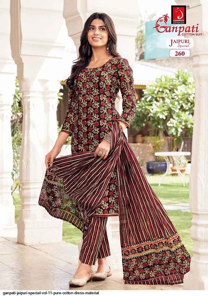 Ganpati Cotton Jaipuri vol-11 Readymade Suits ( 15 Pcs Catalog )