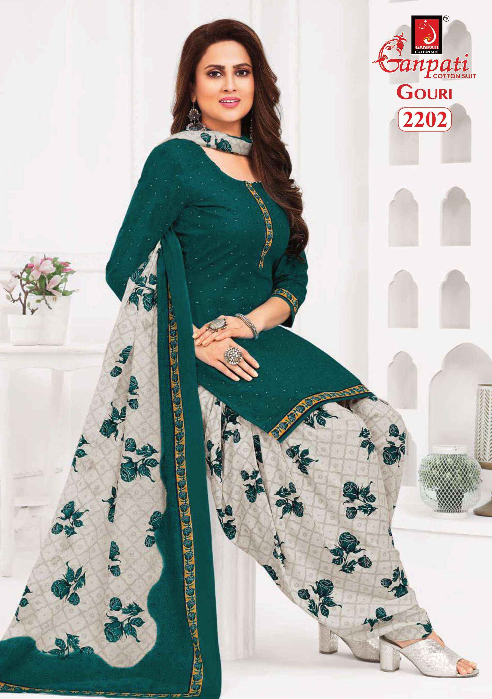 GANPATI GOURI VOL 8 COTTON PRINT PATIYALA SUITS ( 15 PCS CATALOG )