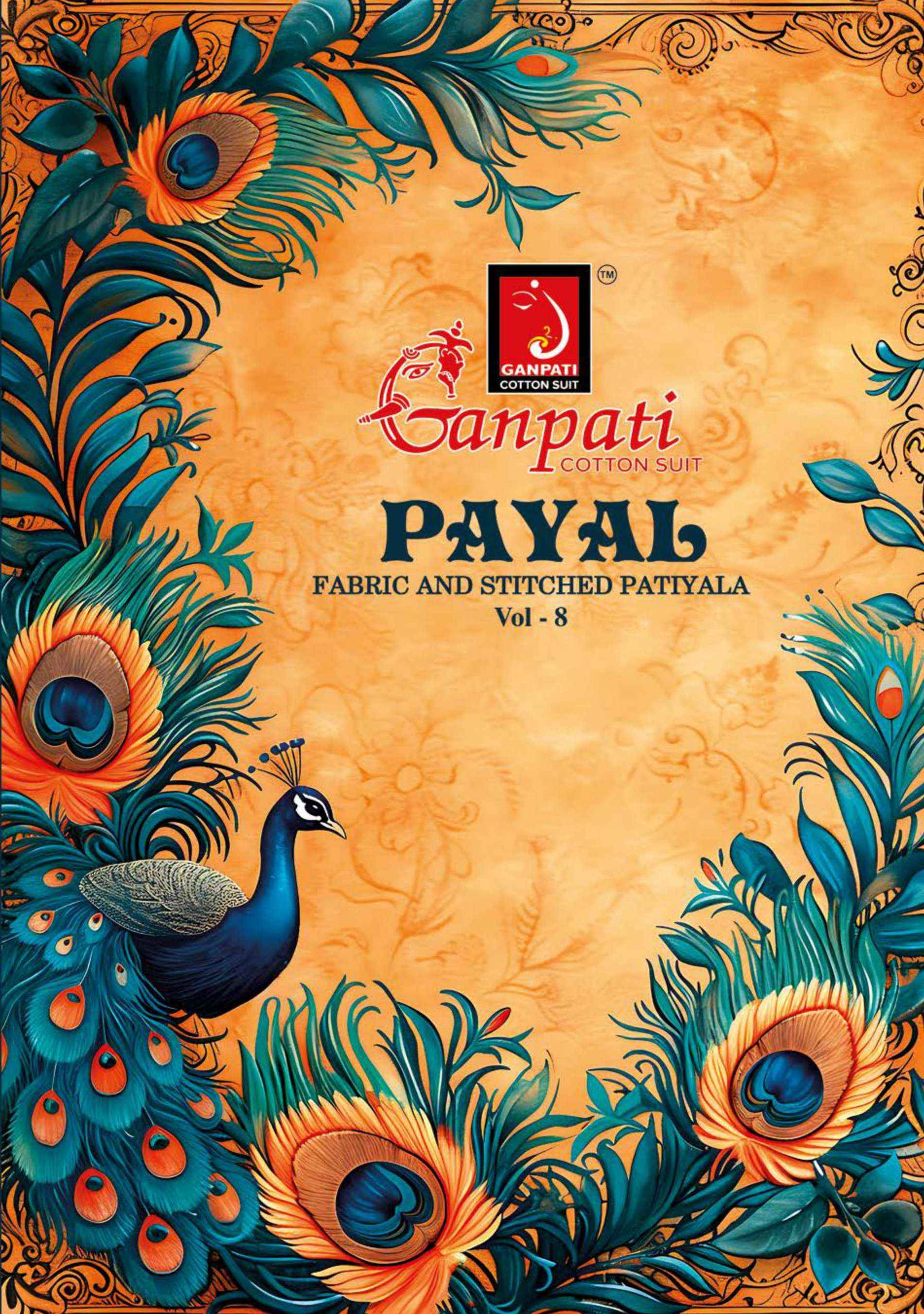 GANPATI PAYAL VOL 8 COTTON PRINTED DRESS MATERIAL ( 15 PCS CATALOG )