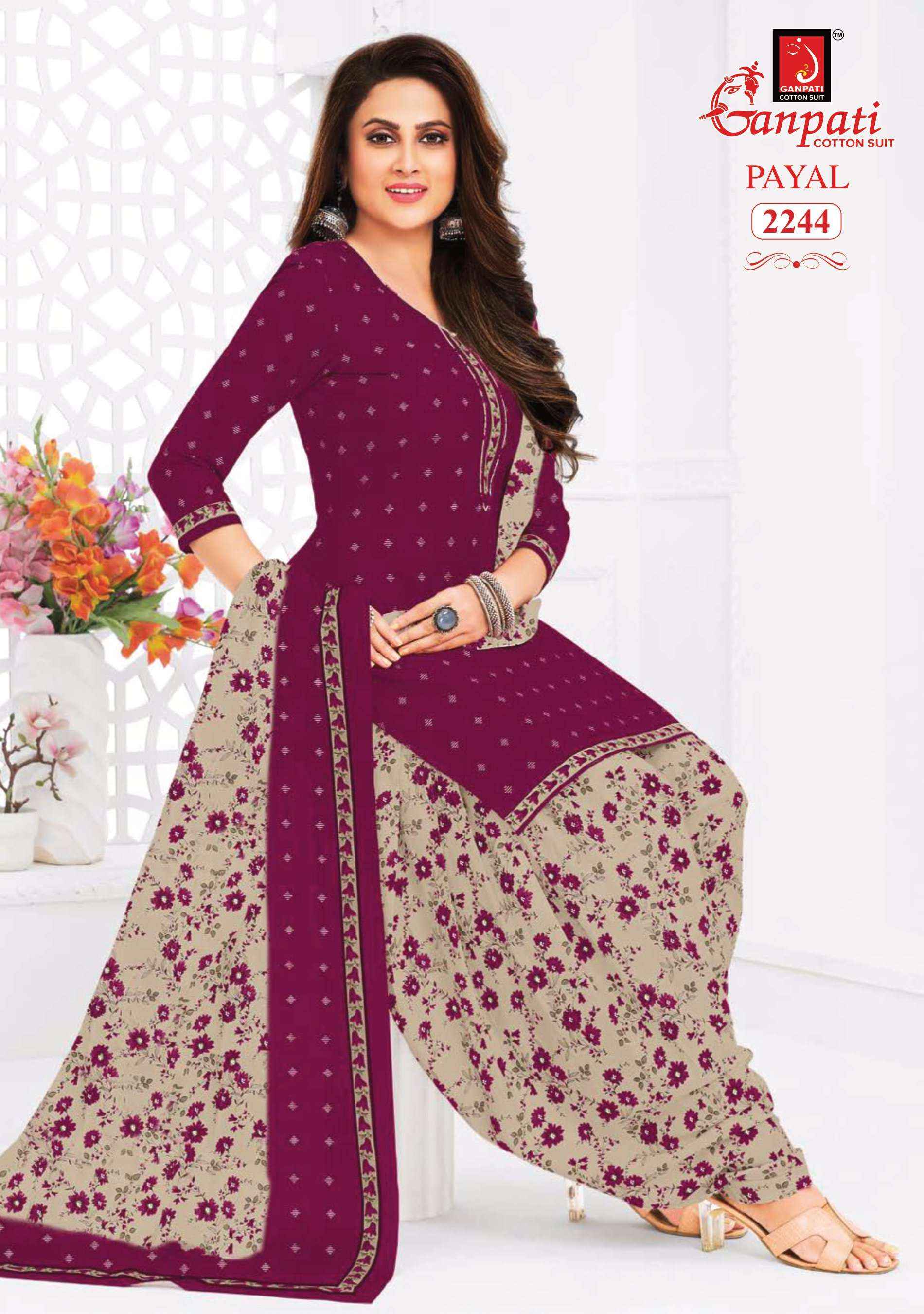 GANPATI PAYAL VOL 8 COTTON PRINTED DRESS MATERIAL ( 15 PCS CATALOG )