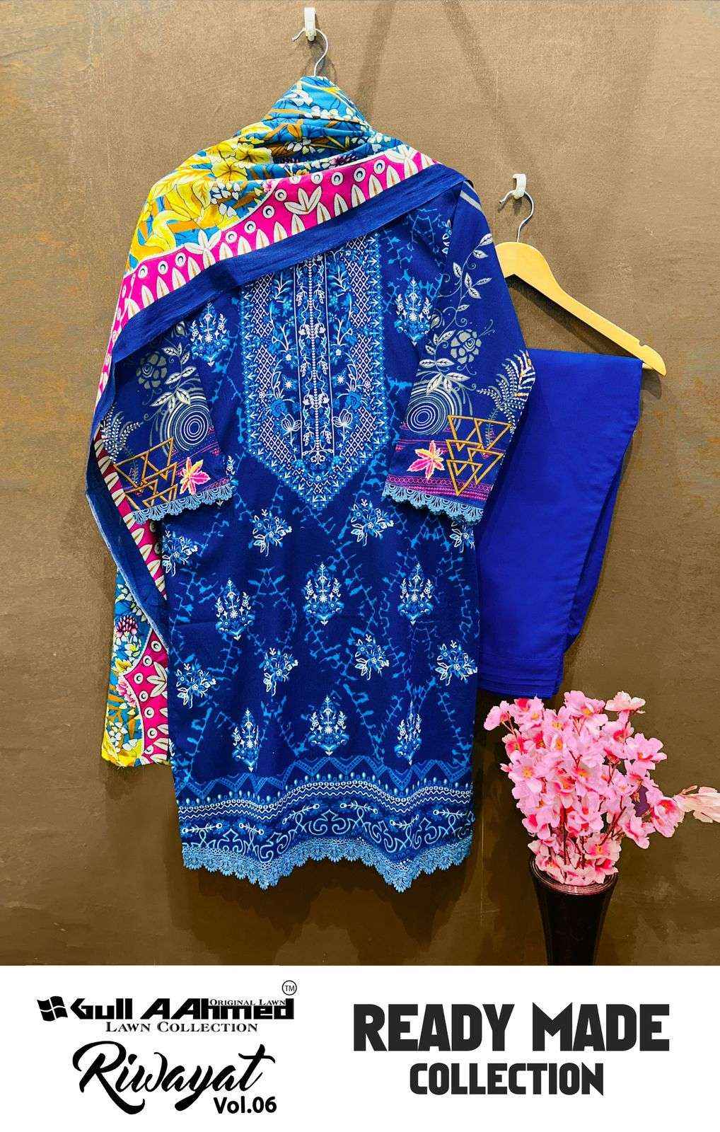 GULL AAHMED RIWAYAT VOL 6 SUIT LAWN COTTON READYMADE SUIT ( 6 PCS CATALOG )