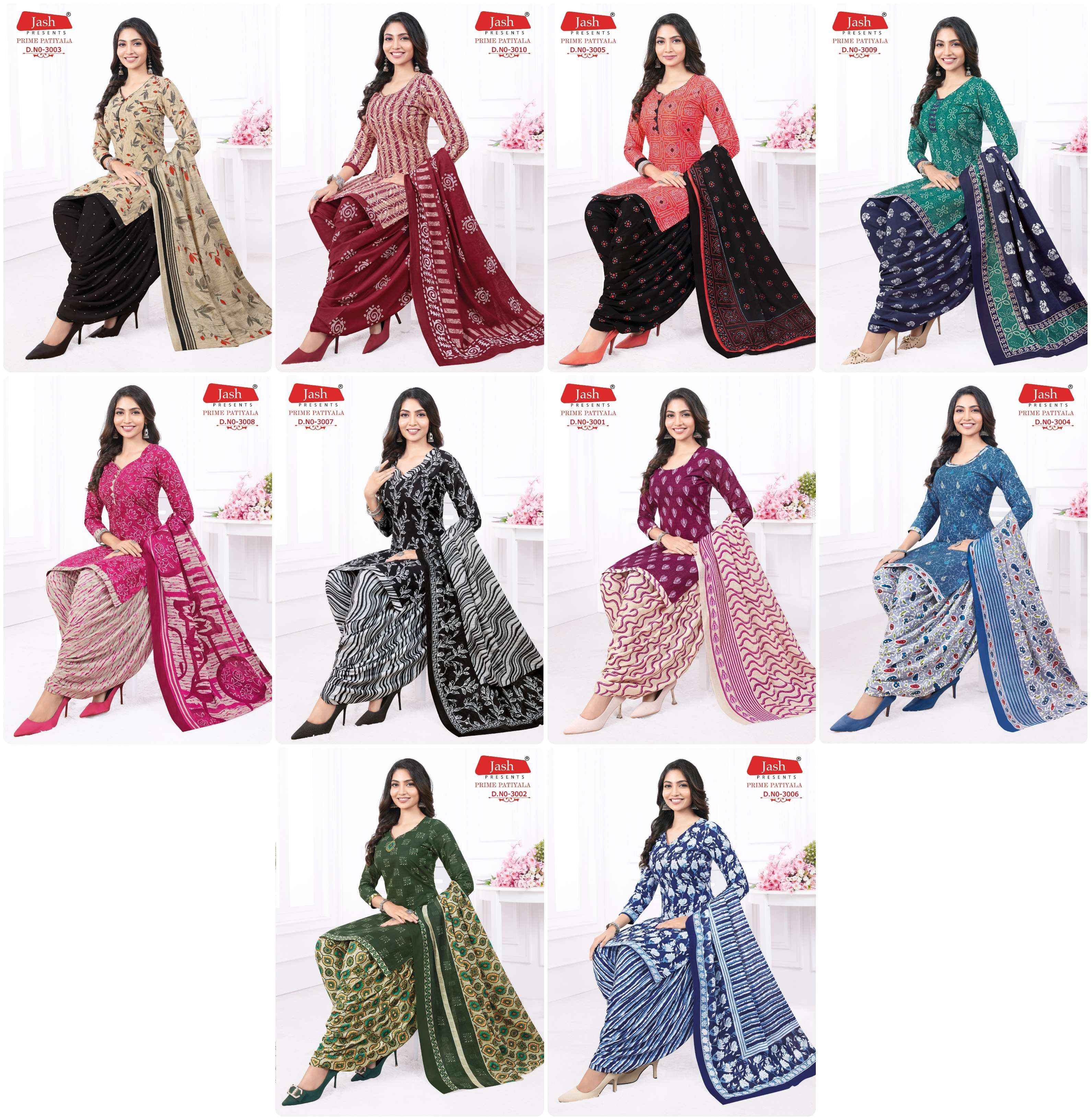 JASH PRIME PATIYALA VOL 3 COTTON PRINTED SALWAR SUIT ( 10 PCS CATALOG )