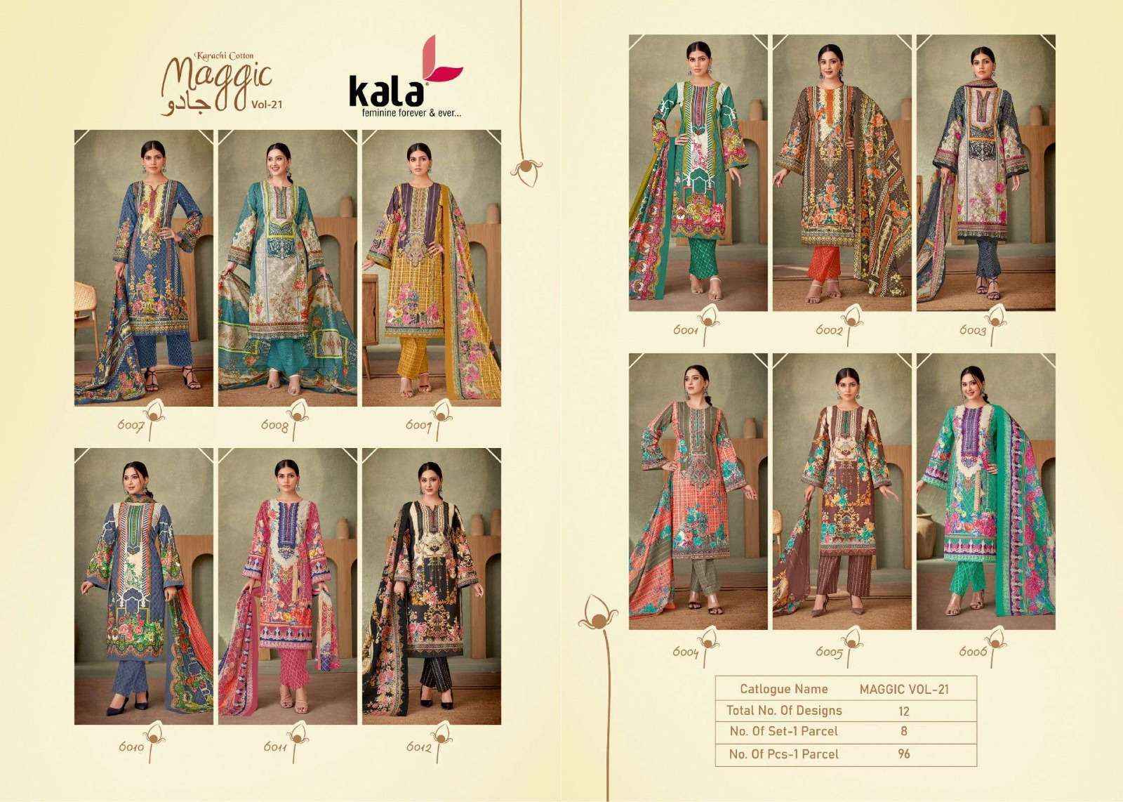 KALA FASHION MAGGIC VOL 21 COTTON KARACHI DRESS MATERIAL ( 12 pCS CATALOG )