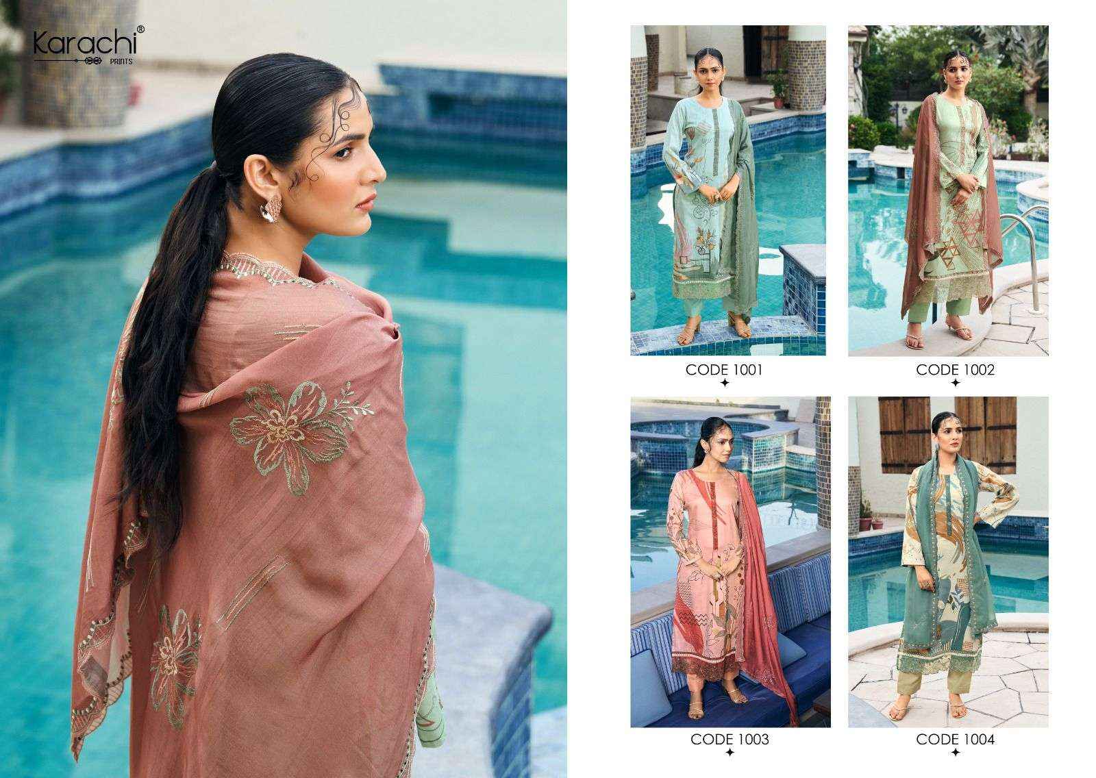 Karachi Prints Kesar Summer Swag Pure Jam Dress Material ( 4 Pcs Catalog ) 