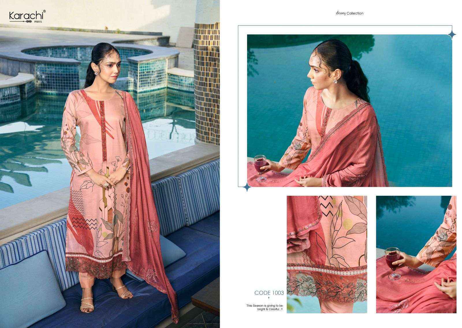 Karachi Prints Kesar Summer Swag Pure Jam Dress Material ( 4 Pcs Catalog ) 