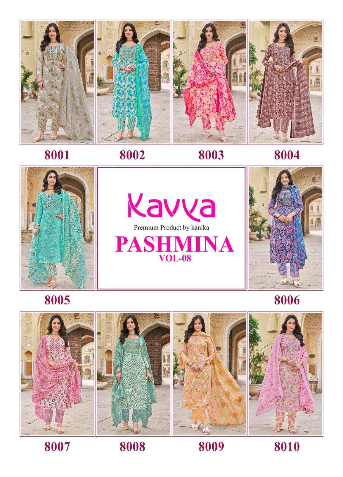 KAVYA PASHMINA VOL 8 COTTON PRINT FANCY LADIES KURTI COMBO SET ( 10 PCS CATALOG )