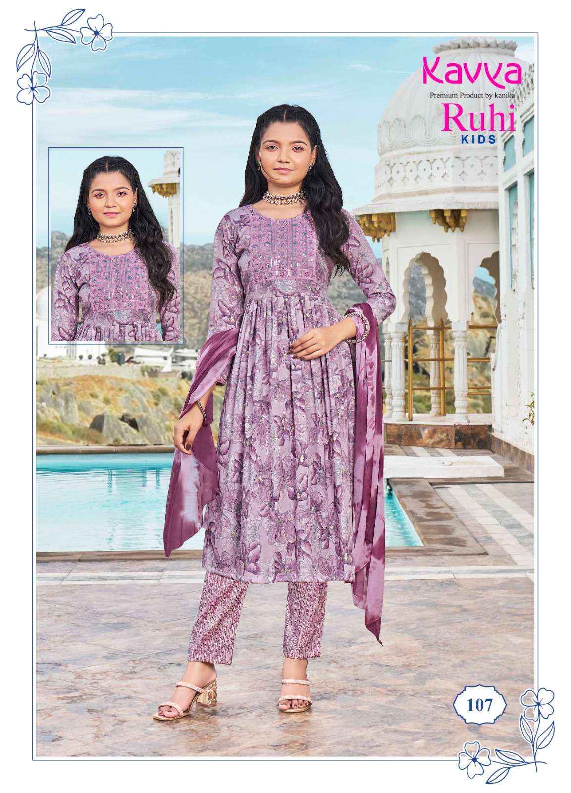 KAVYA RUHI VOL 1 NAIRA CUT PATTERN KIDS GIRLS KURTI COMBO SET ( 8 PCS CATALOG )