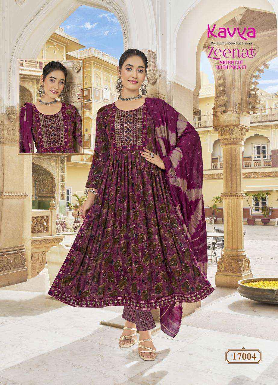 KAVYA ZEENAT VOL 17 FANCY NAIRA CUT PATTERN LADIES KURTI COMB SET ( 10 PCS CATALOG )