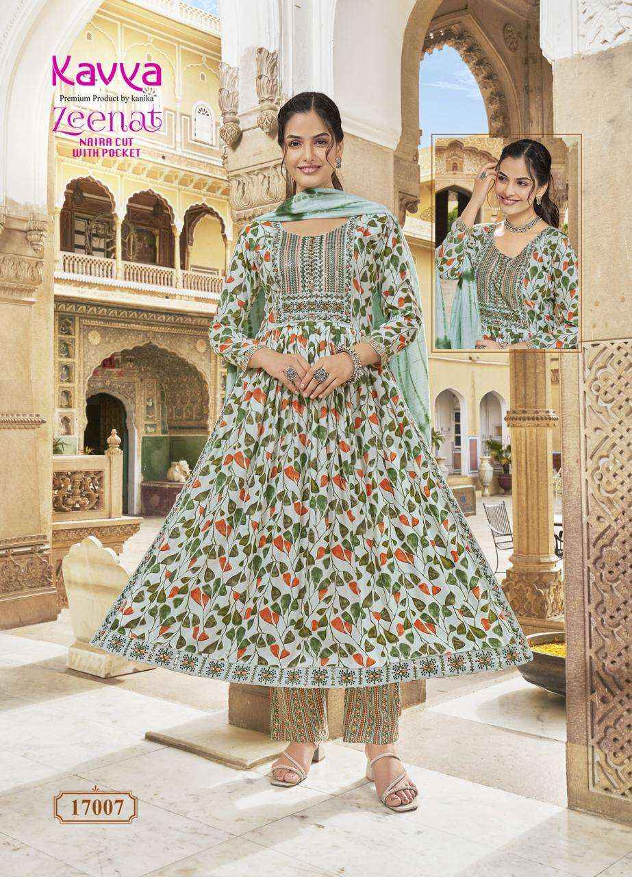 KAVYA ZEENAT VOL 17 FANCY NAIRA CUT PATTERN LADIES KURTI COMB SET ( 10 PCS CATALOG )