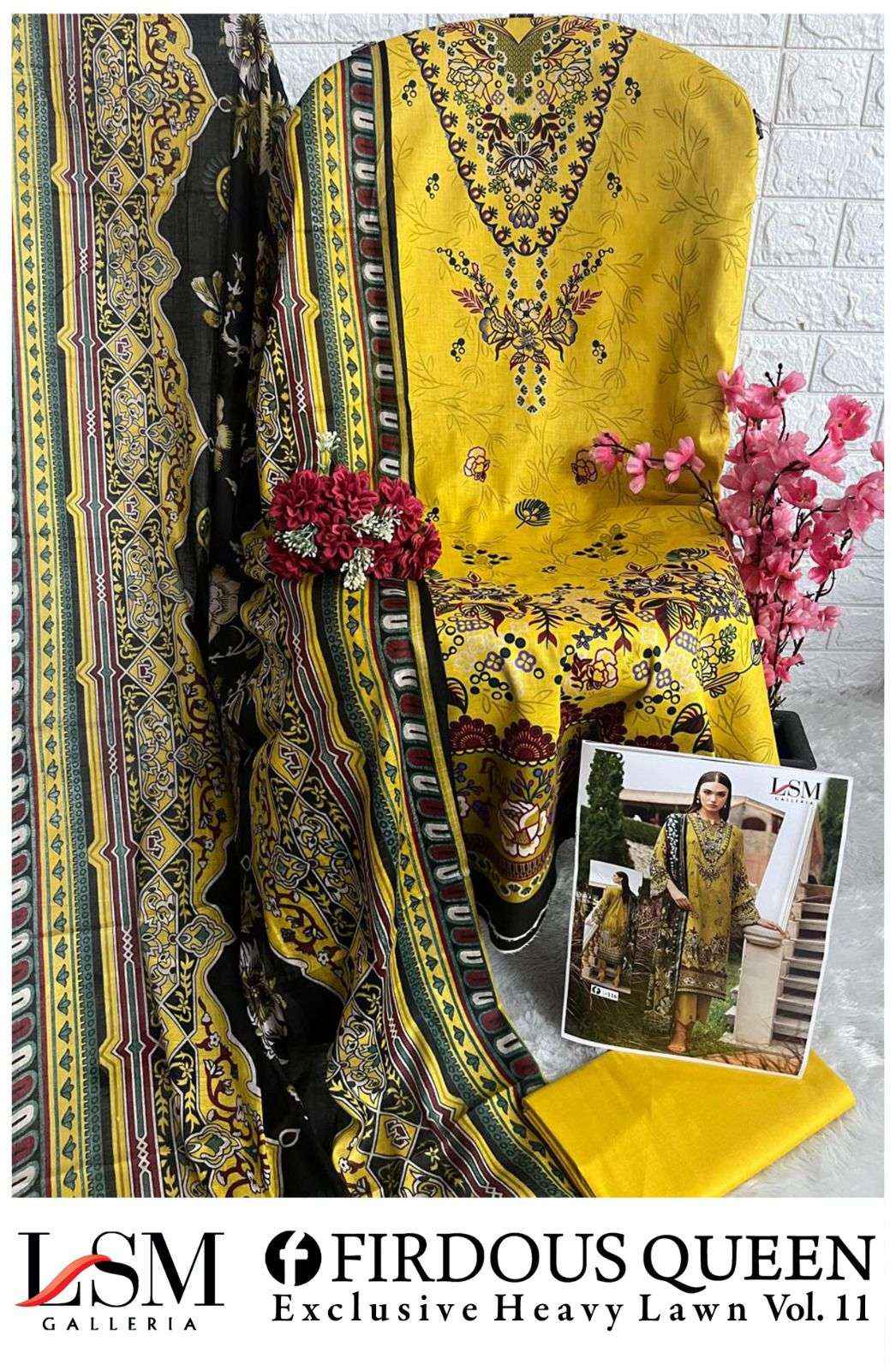 LSM GALLERIA FIRDOUS QUEEN LAWN VOL 11 PAKISTANI DRESS MATERIAL ( 6 PCS CATALOG )