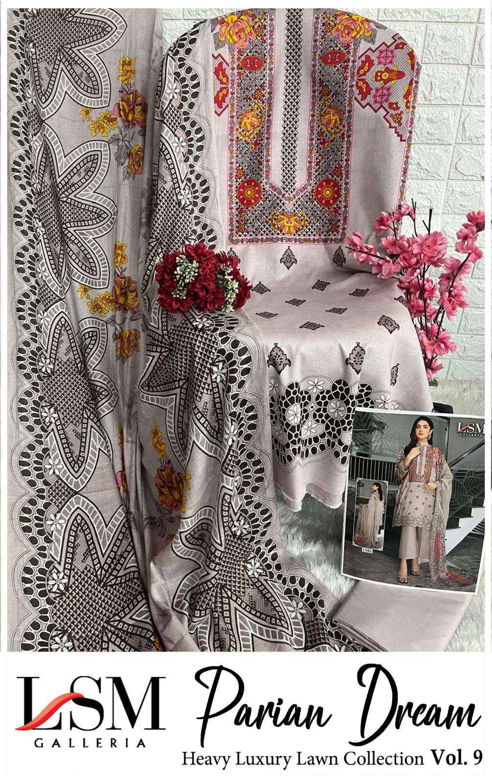 LSM GALLERIA PARIAN DREAM VOL 9 LAWN COTTON PAKISTANI SUIT ( 6 PCS CATALOG )