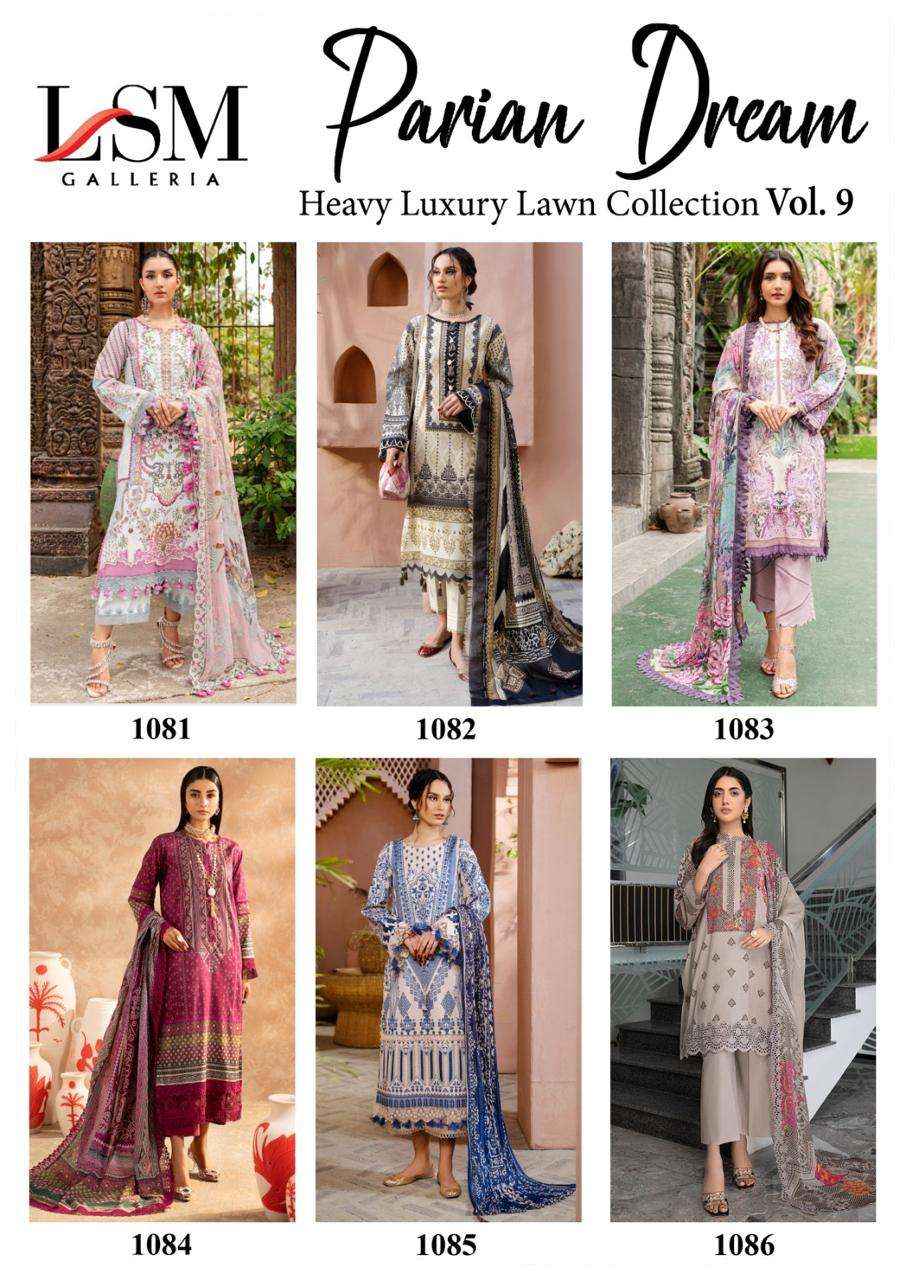 LSM GALLERIA PARIAN DREAM VOL 9 LAWN COTTON PAKISTANI SUIT ( 6 PCS CATALOG )