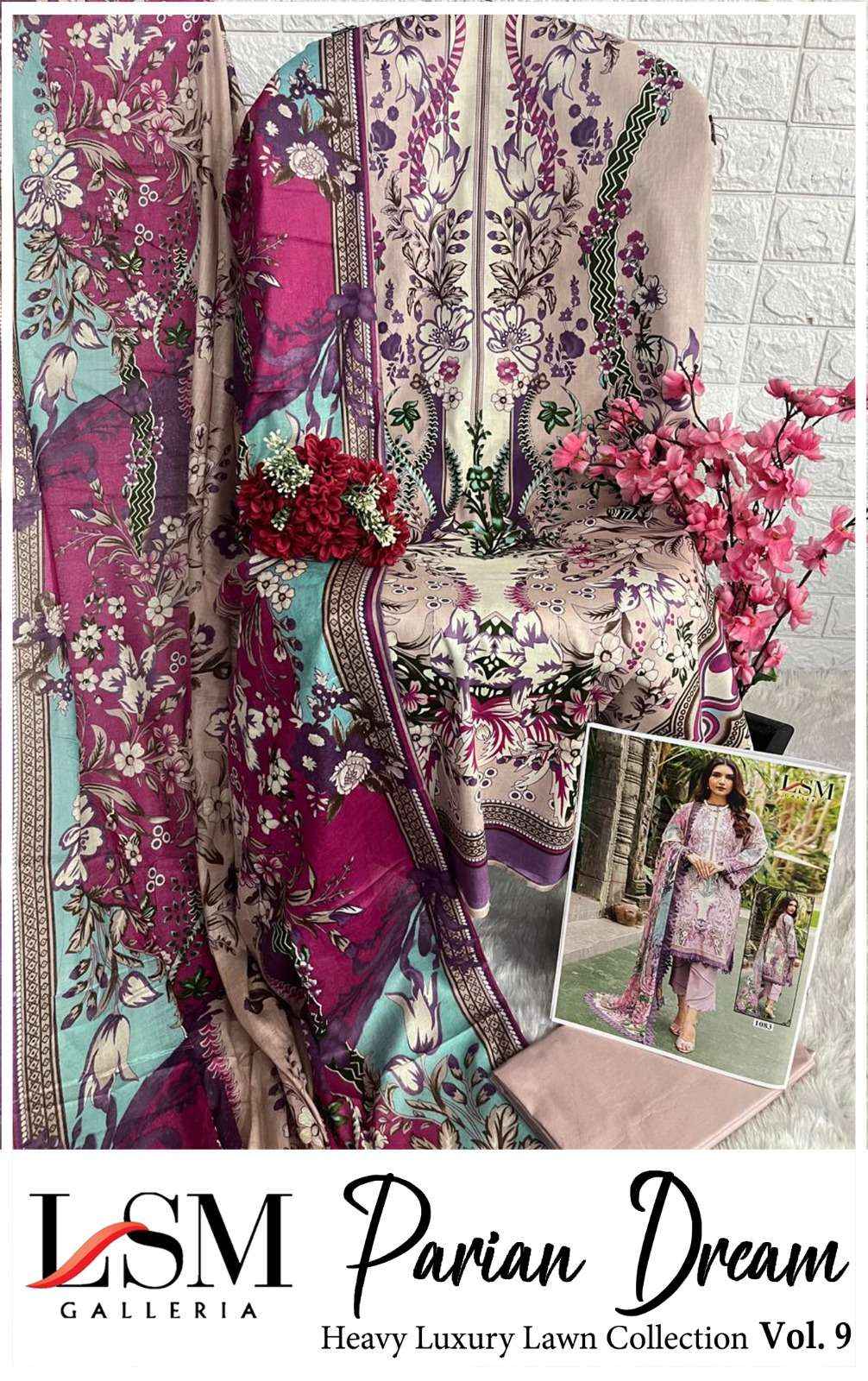 LSM GALLERIA PARIAN DREAM VOL 9 LAWN COTTON PAKISTANI SUIT ( 6 PCS CATALOG )