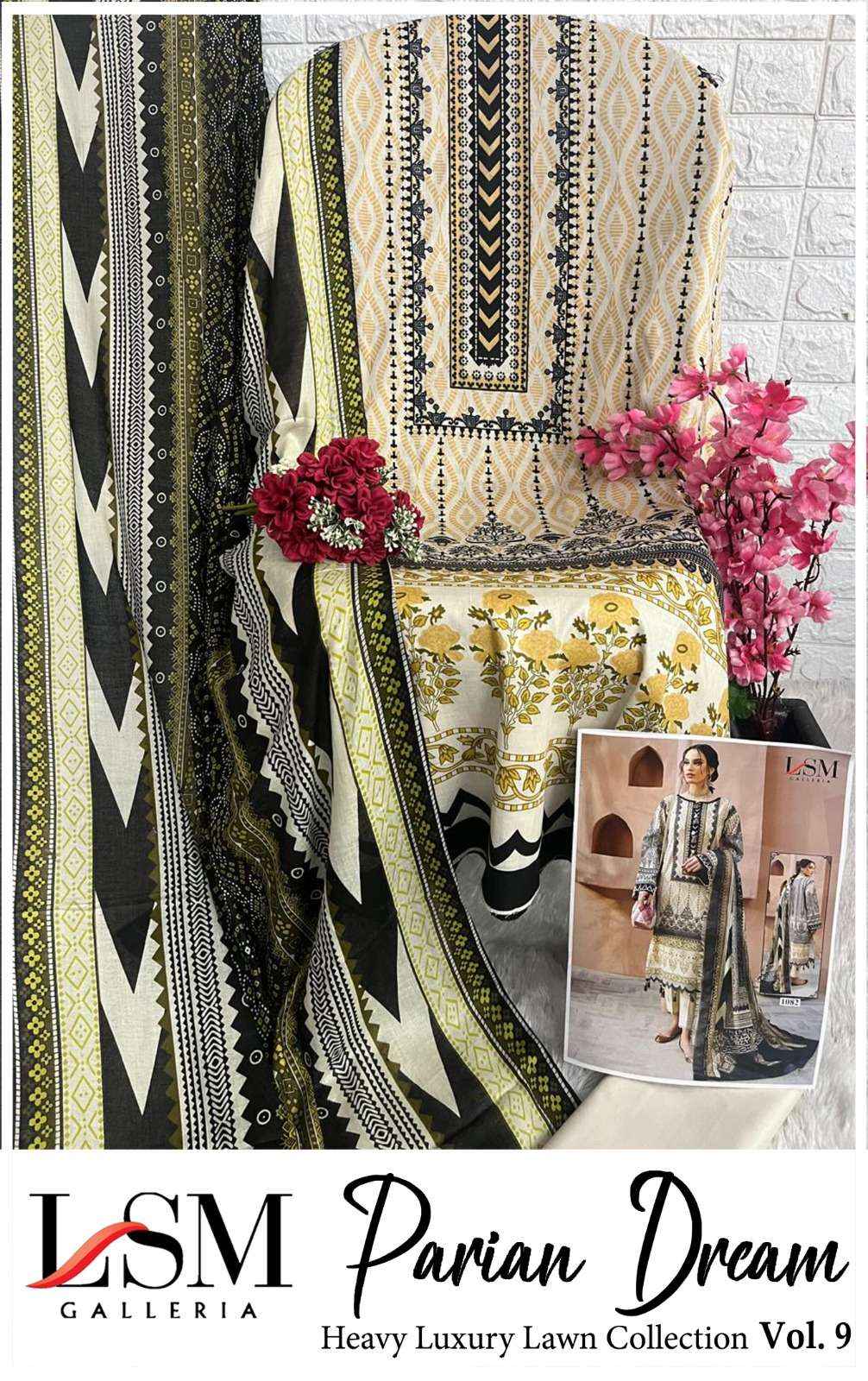 LSM GALLERIA PARIAN DREAM VOL 9 LAWN COTTON PAKISTANI SUIT ( 6 PCS CATALOG )