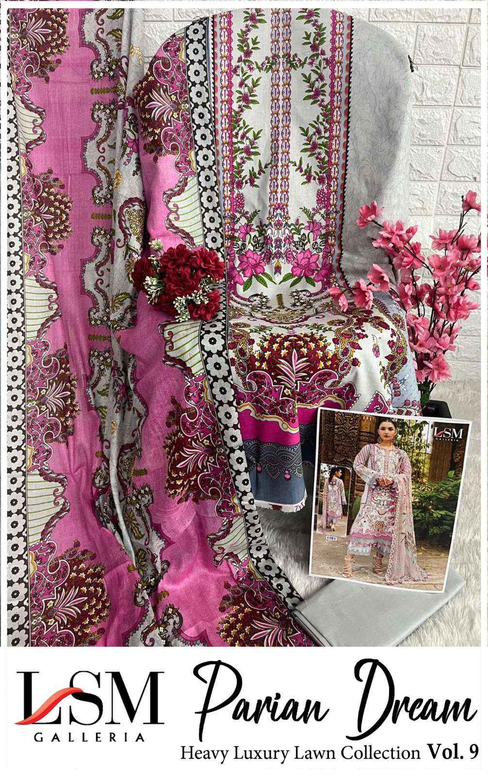 LSM GALLERIA PARIAN DREAM VOL 9 LAWN COTTON PAKISTANI SUIT ( 6 PCS CATALOG )