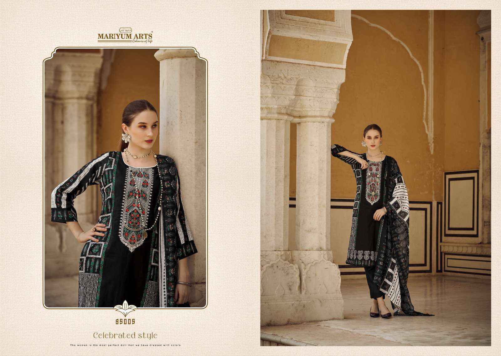 MARIYUM ARTS BLACK & WHITE COTTON DRESS MATERIAL ( 6 PCS CATALOG )