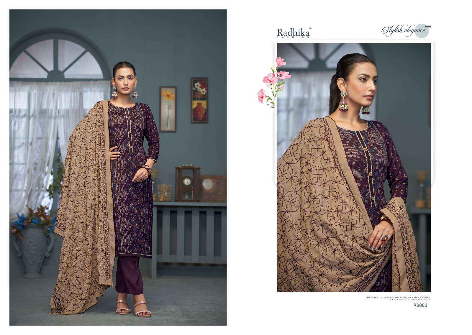 RADHIKA FASHION AZARA BLACK BERRY VOL 11 COTTON DESIGNER PRINT SUIT ( 4 pcs catalog )