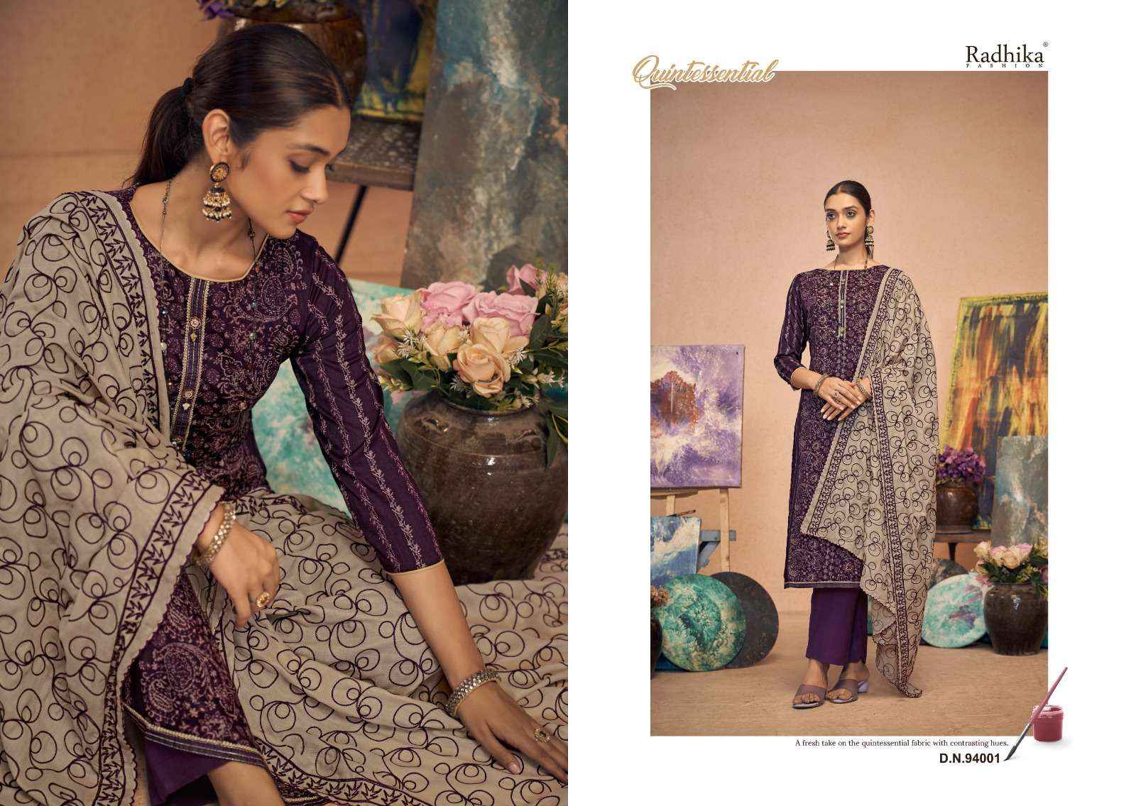 RADHIKA FASHION AZARA BLACK BERRY VOL 12 COTTON DESIGNER SUIT ( 4 PCS CATALOG )