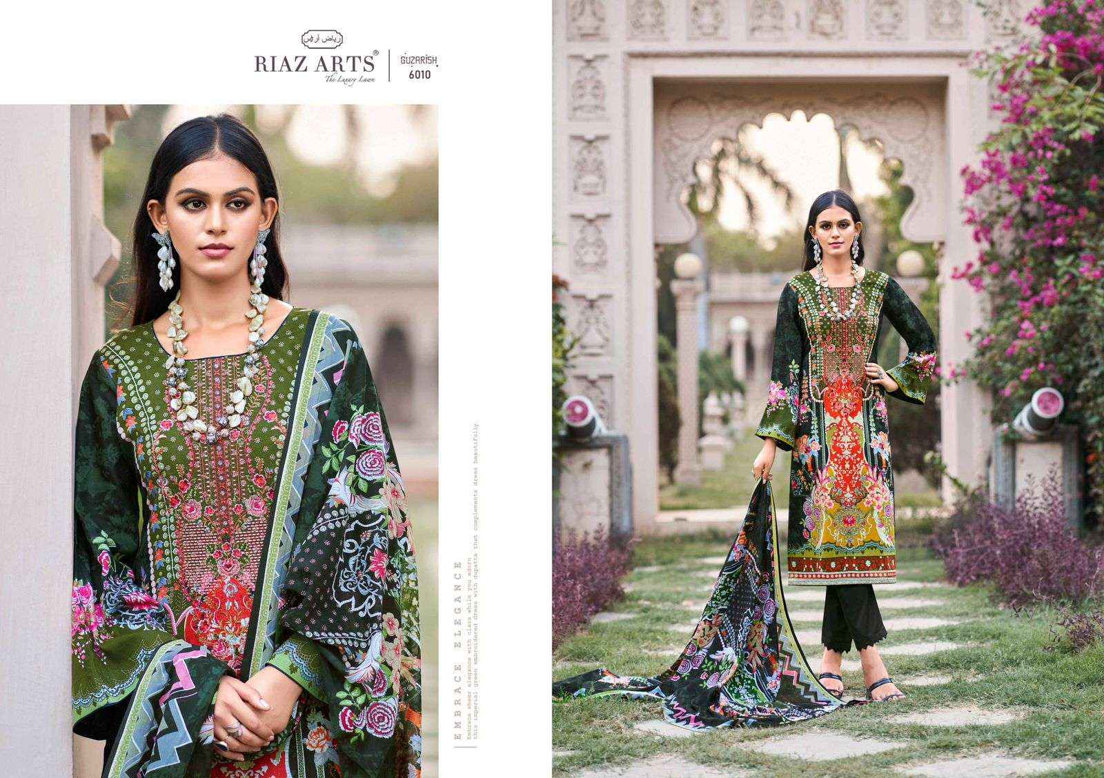 RIAZ ARTS GUZARISH LAWN COTTON DIGITAL KARACHI DRESS MATERIAL ( 6 PCS CATALOG )