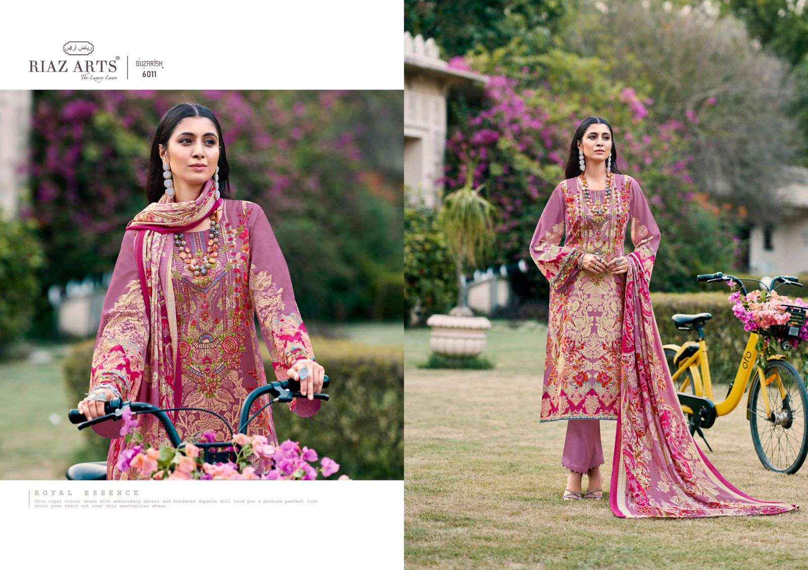 RIAZ ARTS GUZARISH LAWN COTTON DIGITAL KARACHI DRESS MATERIAL ( 6 PCS CATALOG )