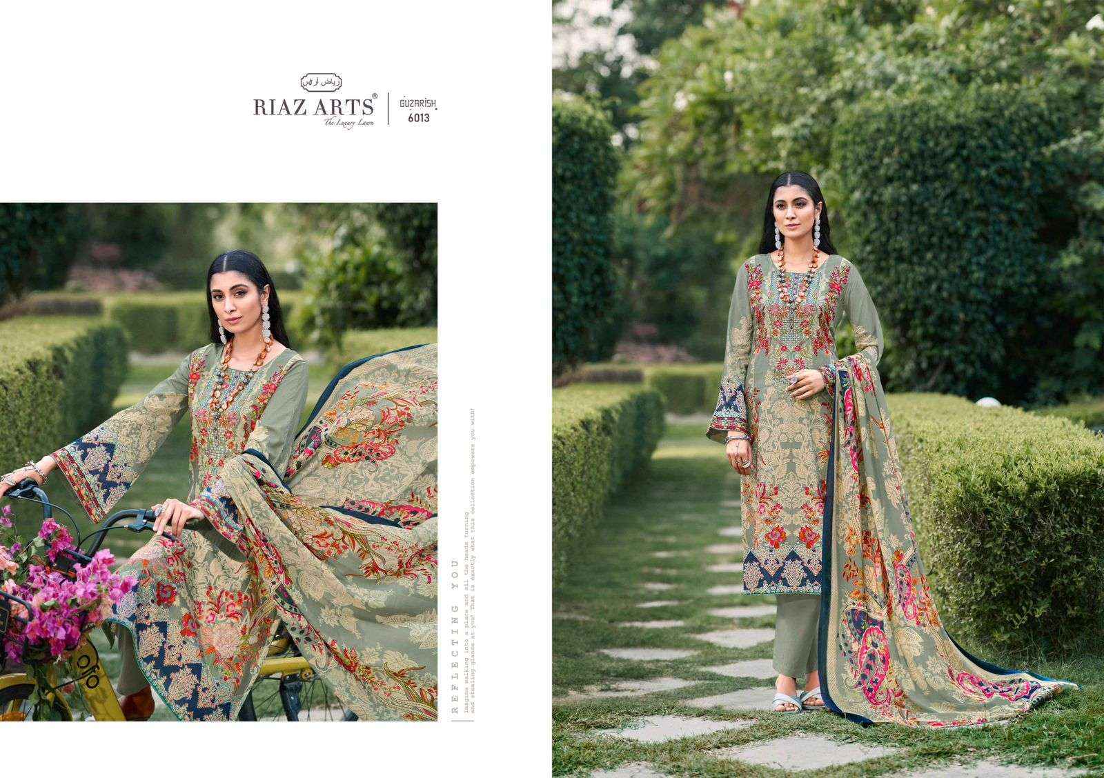 RIAZ ARTS GUZARISH LAWN COTTON DIGITAL KARACHI DRESS MATERIAL ( 6 PCS CATALOG )