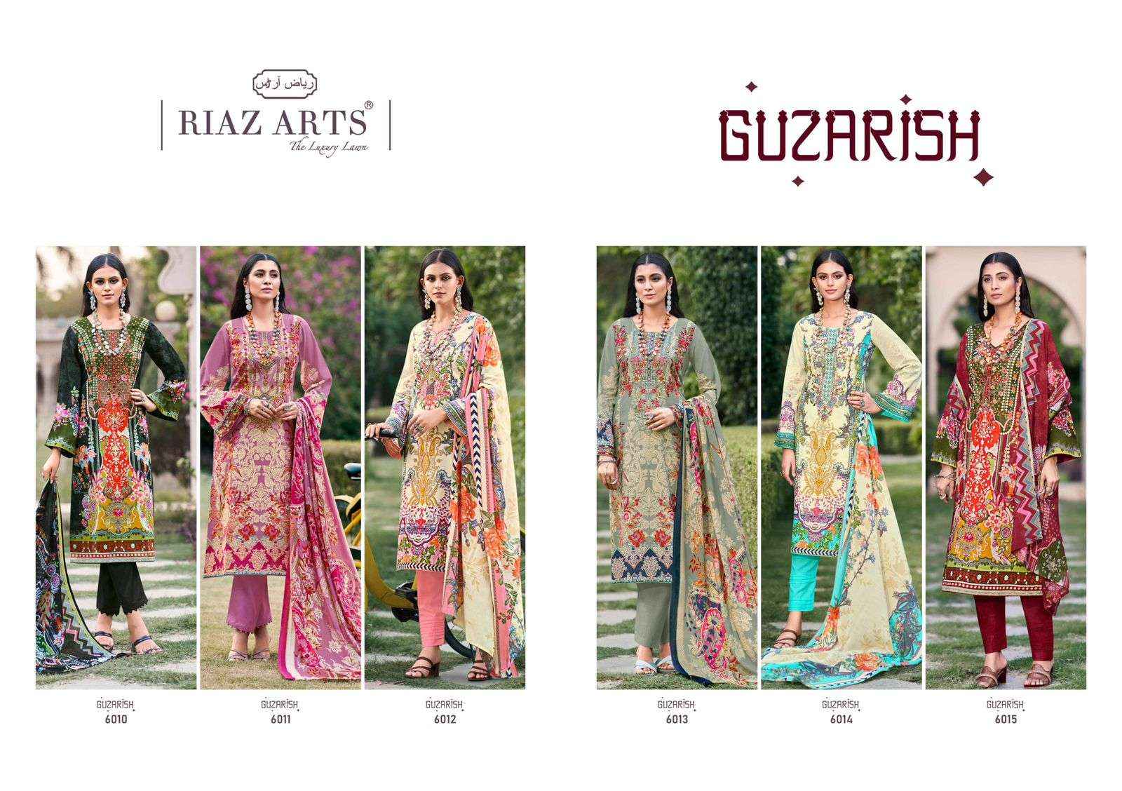 RIAZ ARTS GUZARISH LAWN COTTON DIGITAL KARACHI DRESS MATERIAL ( 6 PCS CATALOG )