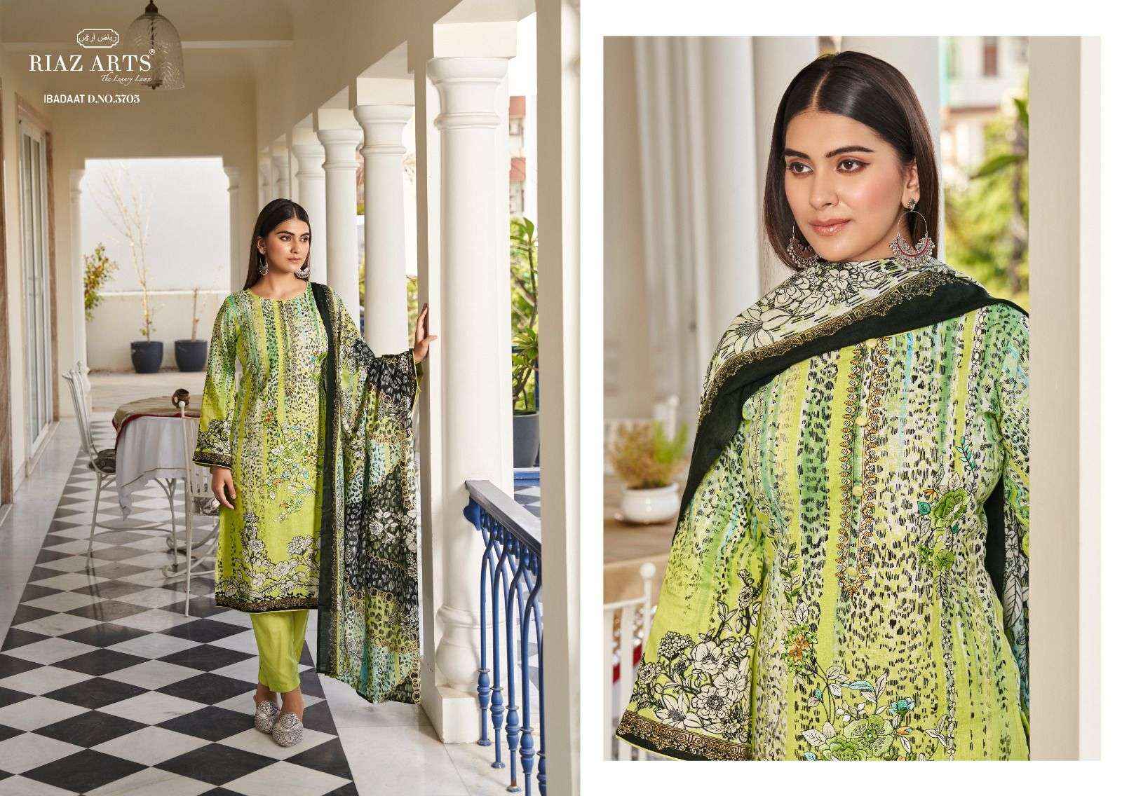 RIAZ ARTS IBADAAT LAWN COTTON DIGITAL PRINT SUIT ( 5 pcs catalog )