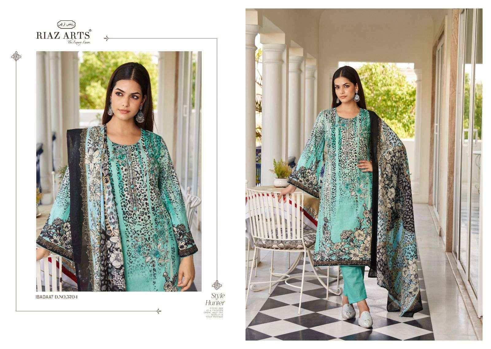 RIAZ ARTS IBADAAT LAWN COTTON DIGITAL PRINT SUIT ( 5 pcs catalog )