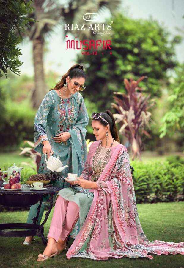 RIAZ ARTS MUSAFIR VOL 10 LAWN COTTON DIGITAL PRINT SUIT ( 8 PCS CATALOG )