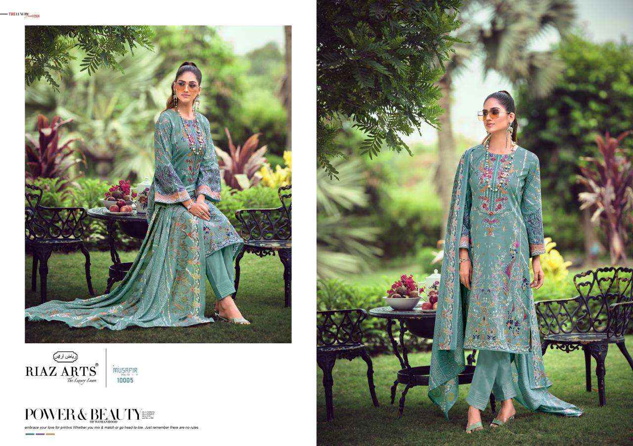 RIAZ ARTS MUSAFIR VOL 10 LAWN COTTON DIGITAL PRINT SUIT ( 8 PCS CATALOG )