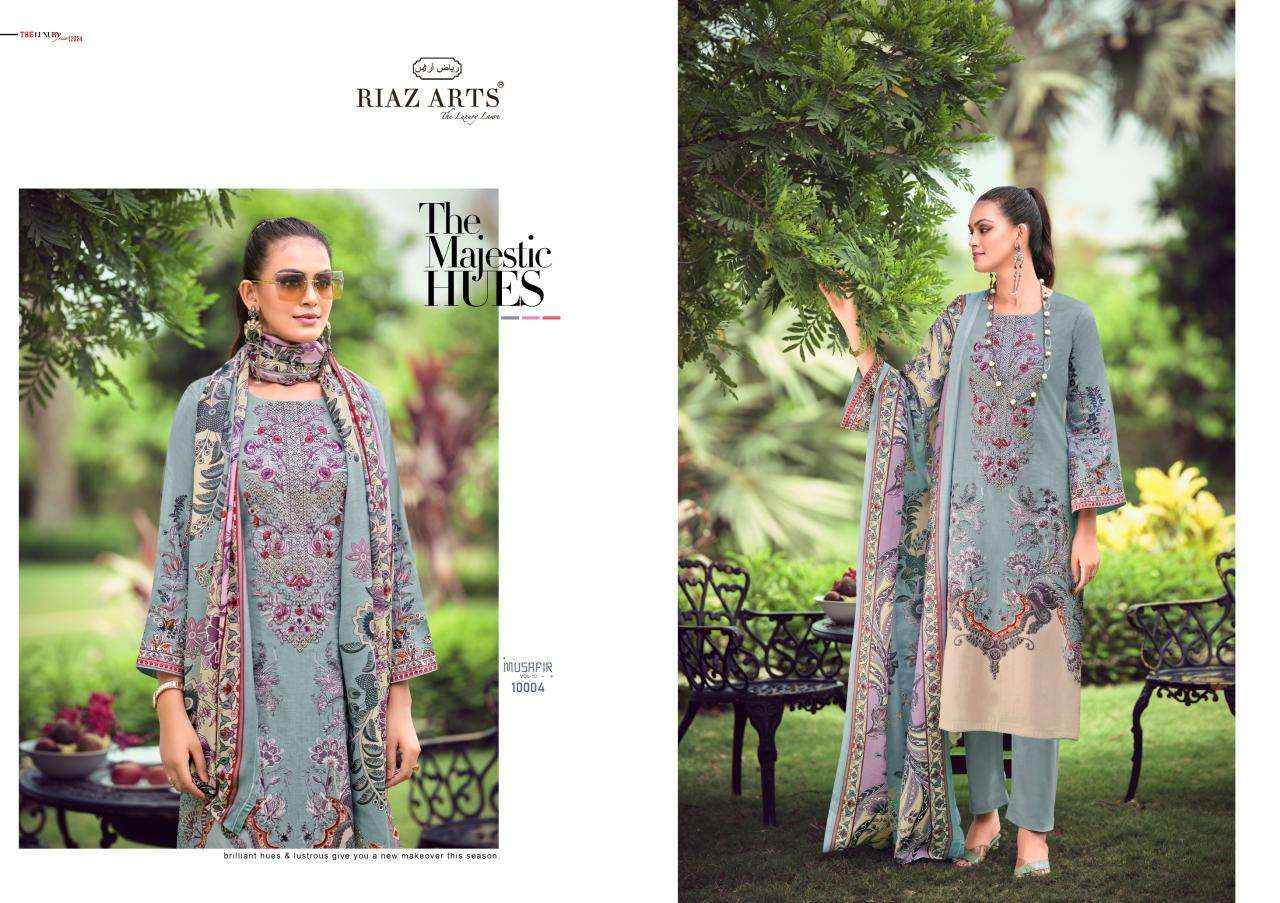 RIAZ ARTS MUSAFIR VOL 10 LAWN COTTON DIGITAL PRINT SUIT ( 8 PCS CATALOG )